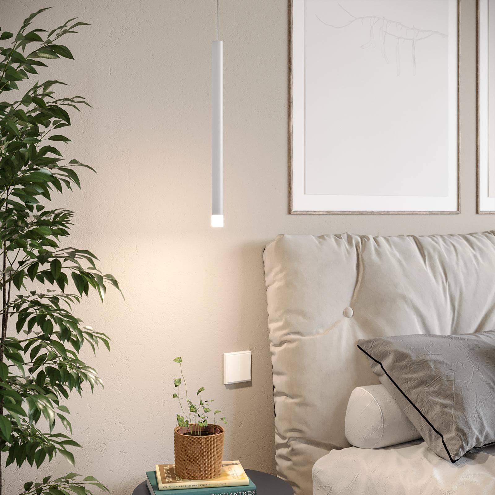 Lampada sospesa 200h cm in metallo bianco opaco - Aretha
