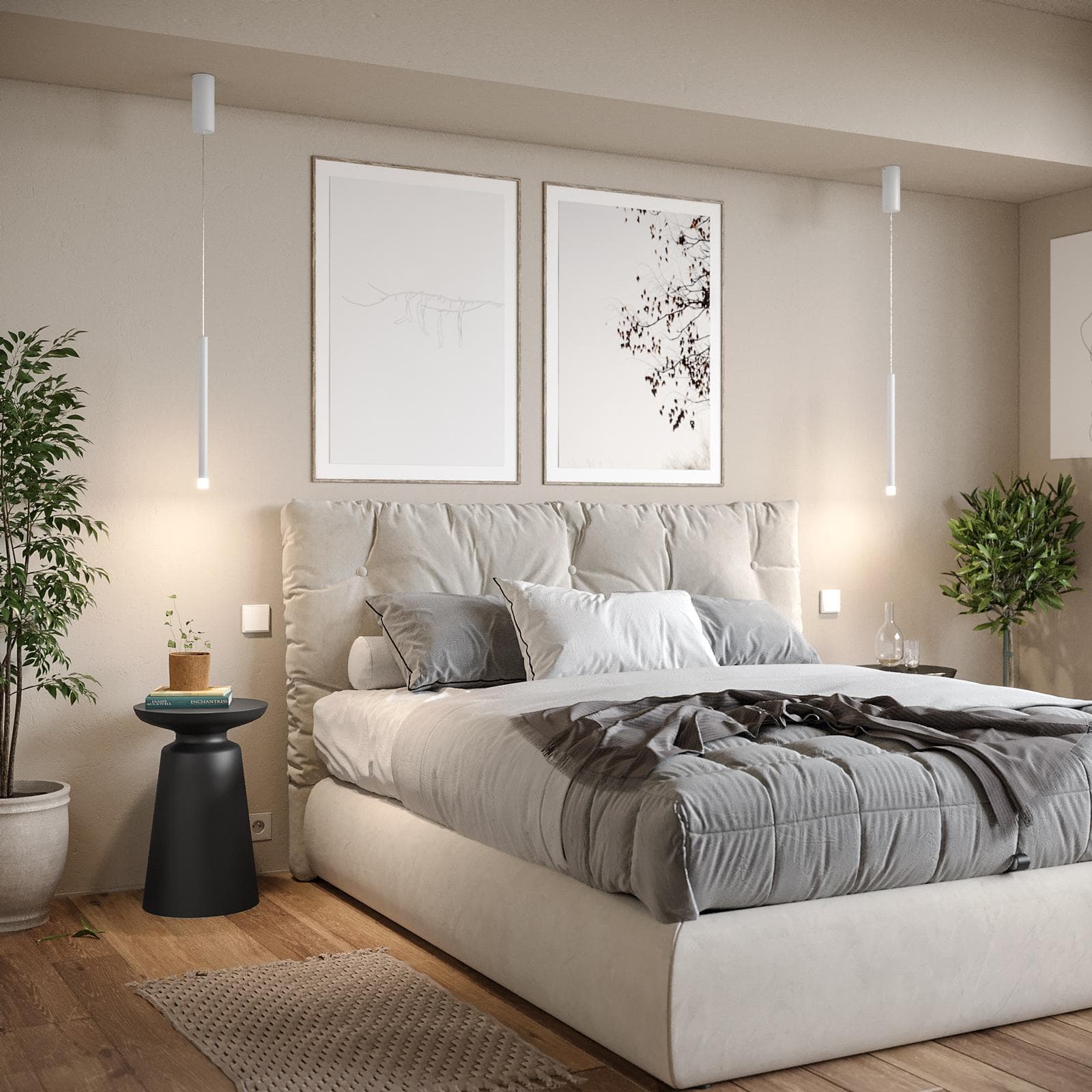 Lampada sospesa 200h cm in metallo bianco opaco - Aretha