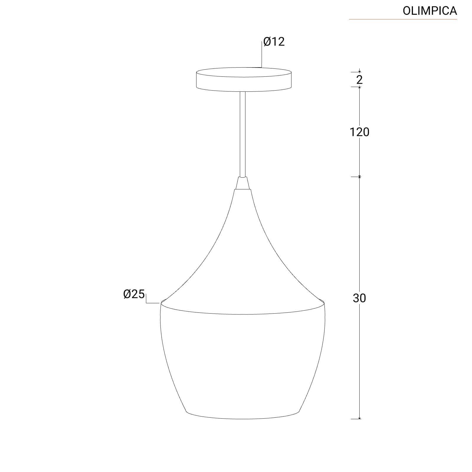 Lampada sospesa 25x30 cm in alluminio nero - Olimpica