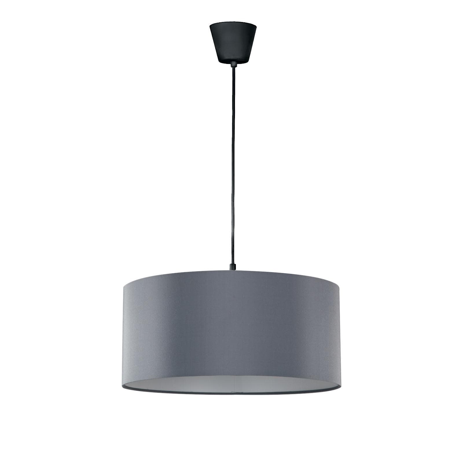 Lampada sospesa 40x80 cm con pendel nero e paralume grigio