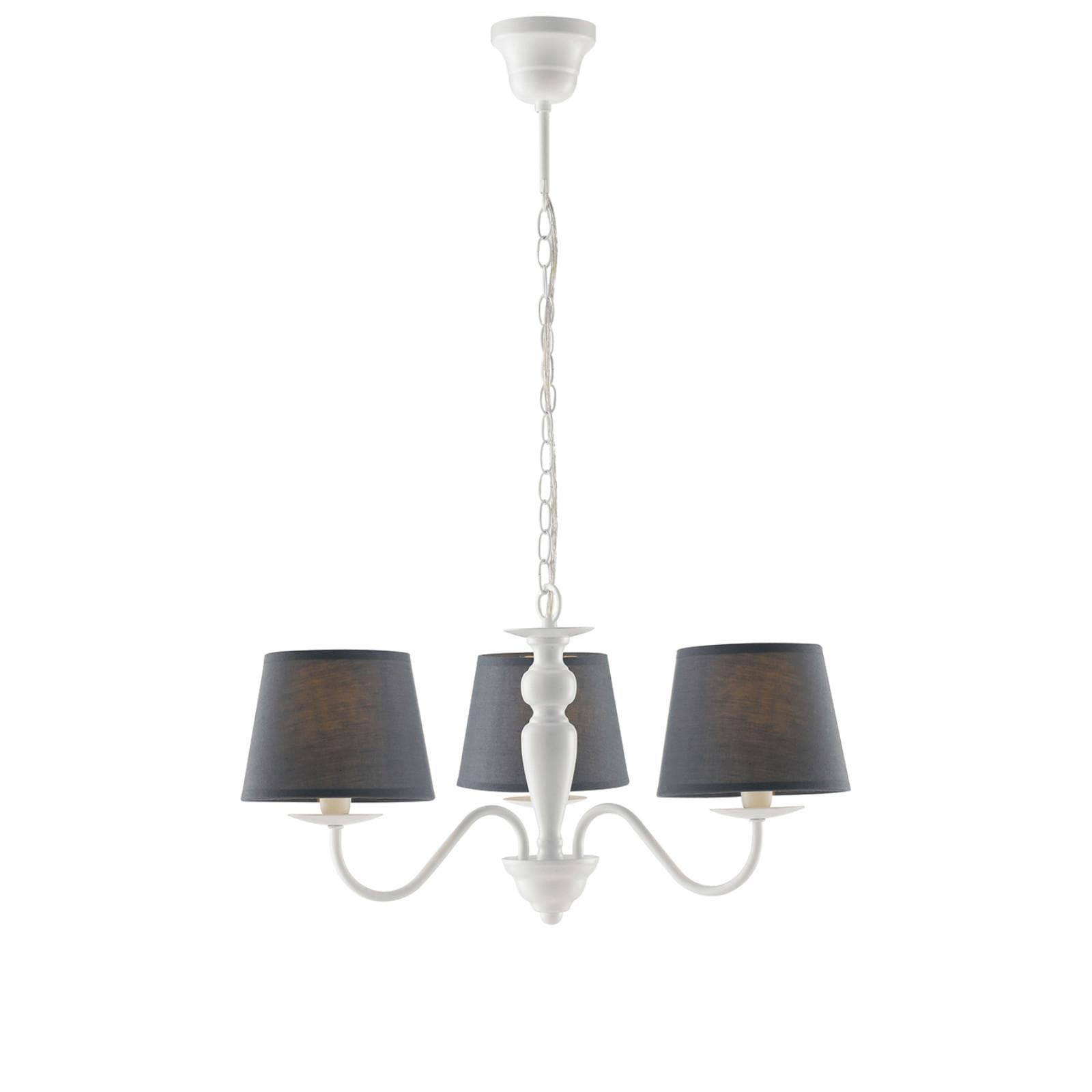 Lampada sospesa 56 cm a 3 luci in metallo bianco e paralume grigio