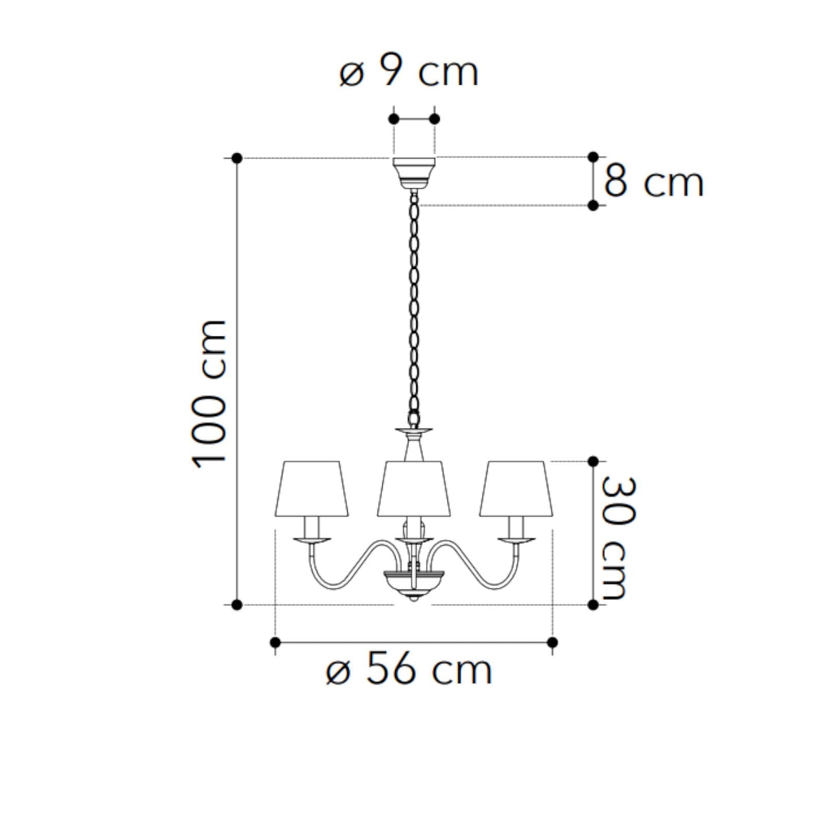 Lampada sospesa 56 cm a 3 luci in metallo bianco e paralume grigio