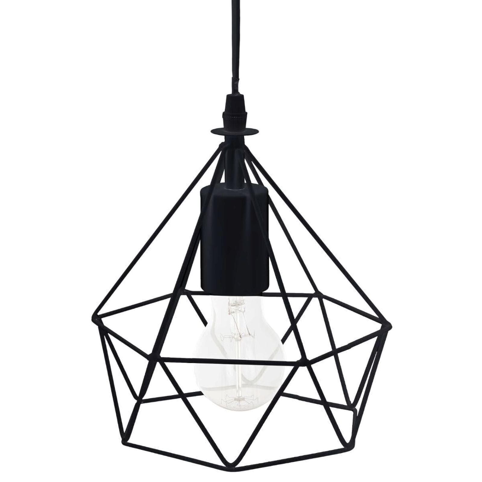 Lampada sospesa a diamante 19x22h cm in metallo nero - Uriel