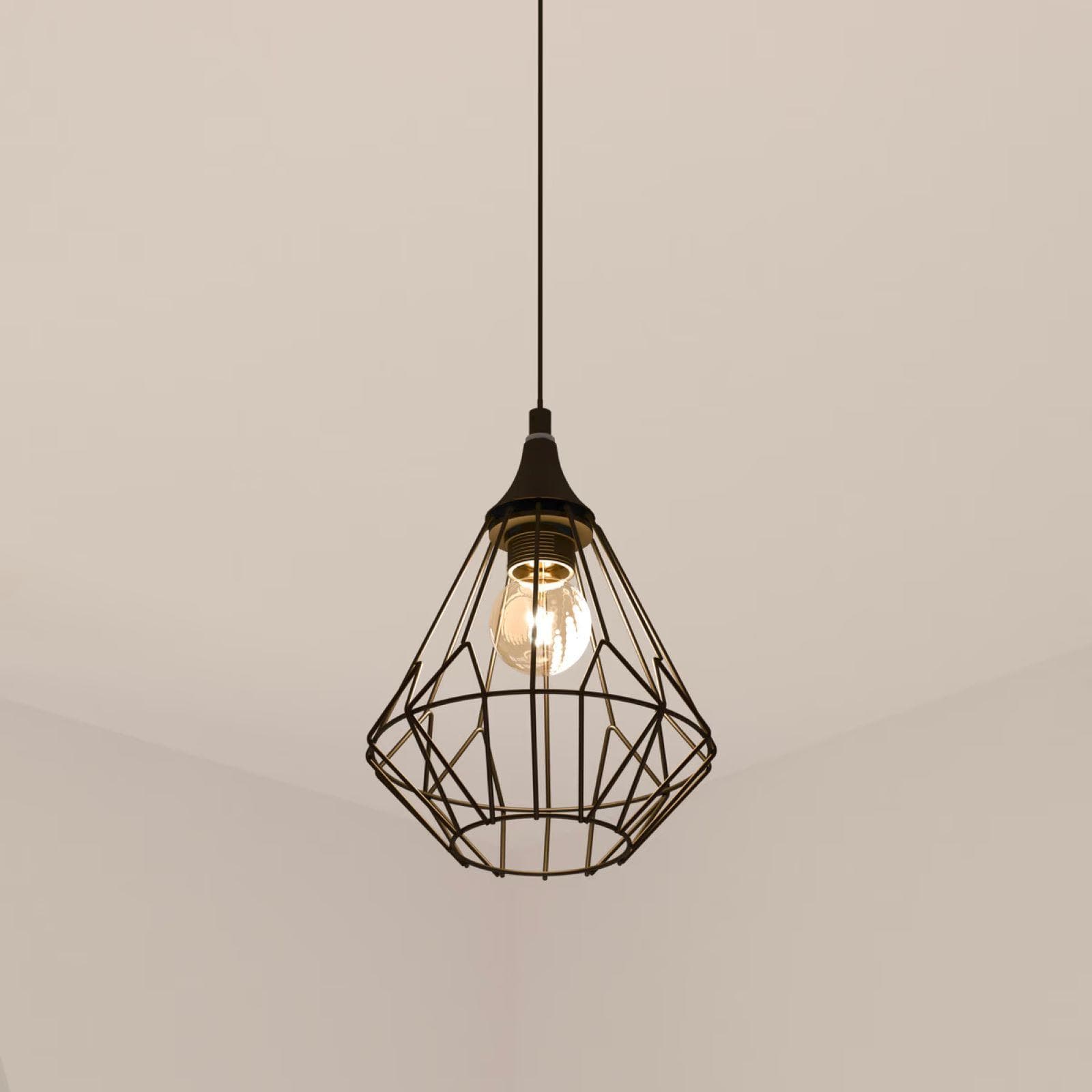 Lampada sospesa a diamante 19x27h cm in metallo nero - Uriel