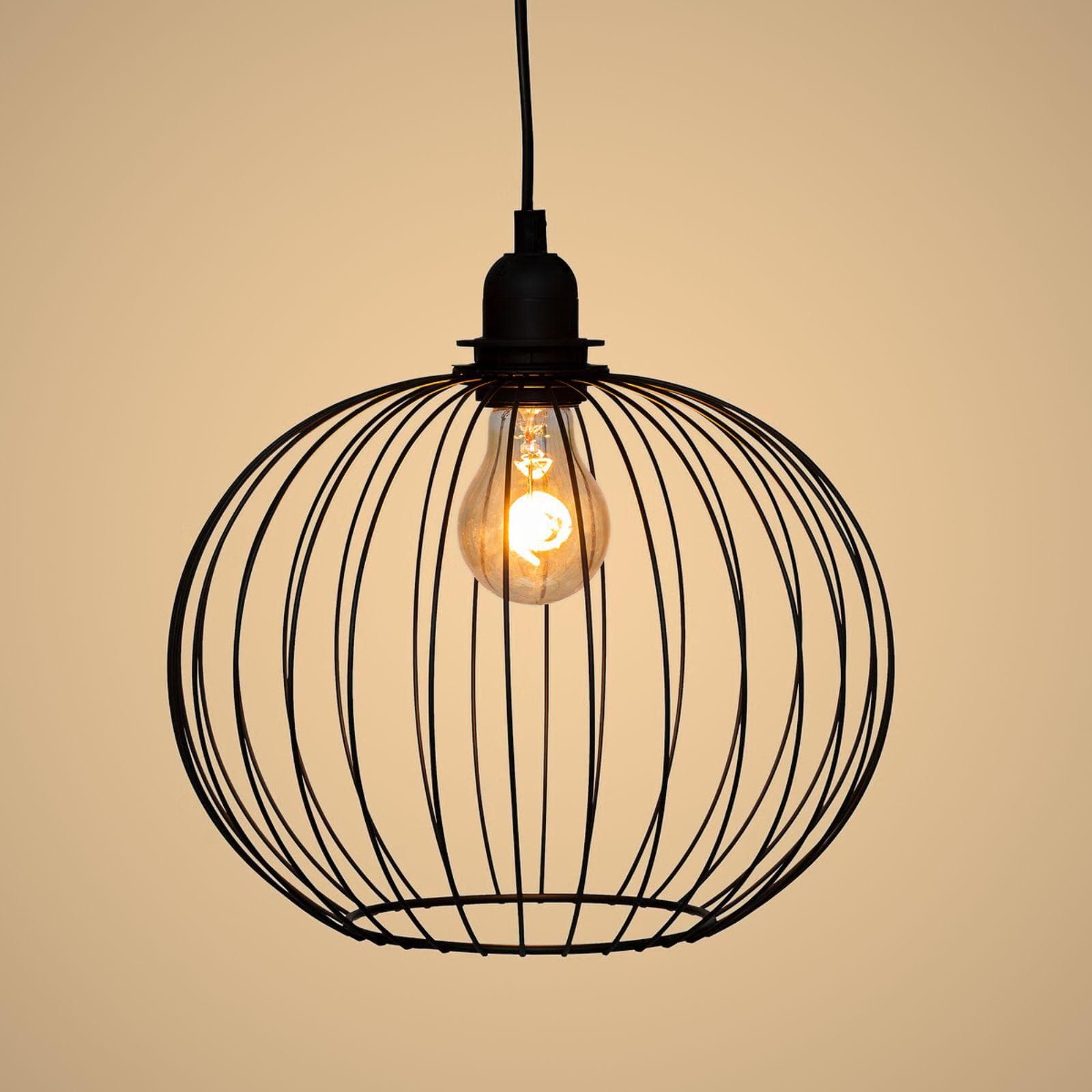 Lampada sospesa a sfera 28 cm in metallo nero