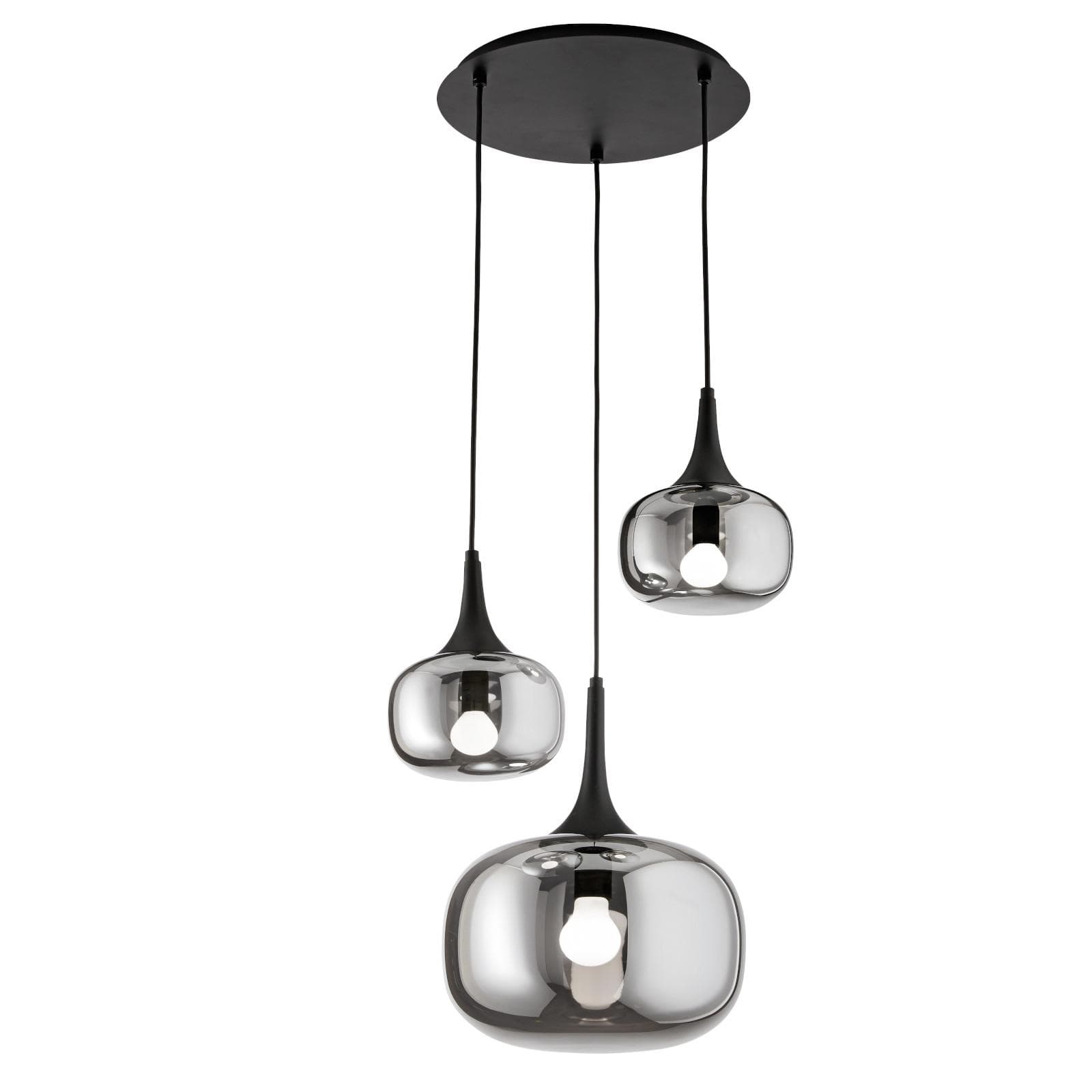 Lampada sospesa multipla 150x39 cm in metallo con diffusore in vetro opale grigio