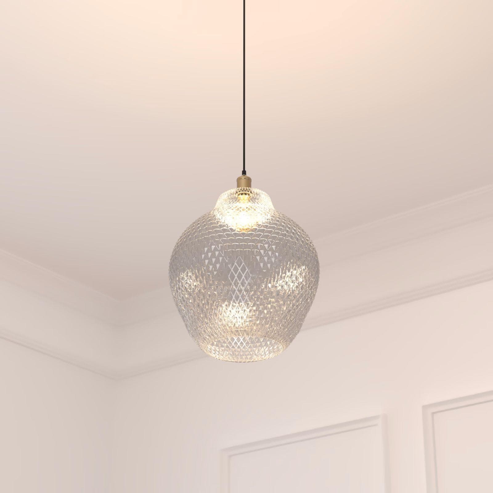 Lampada sospesa rotonda 21 cm in vetro fumè