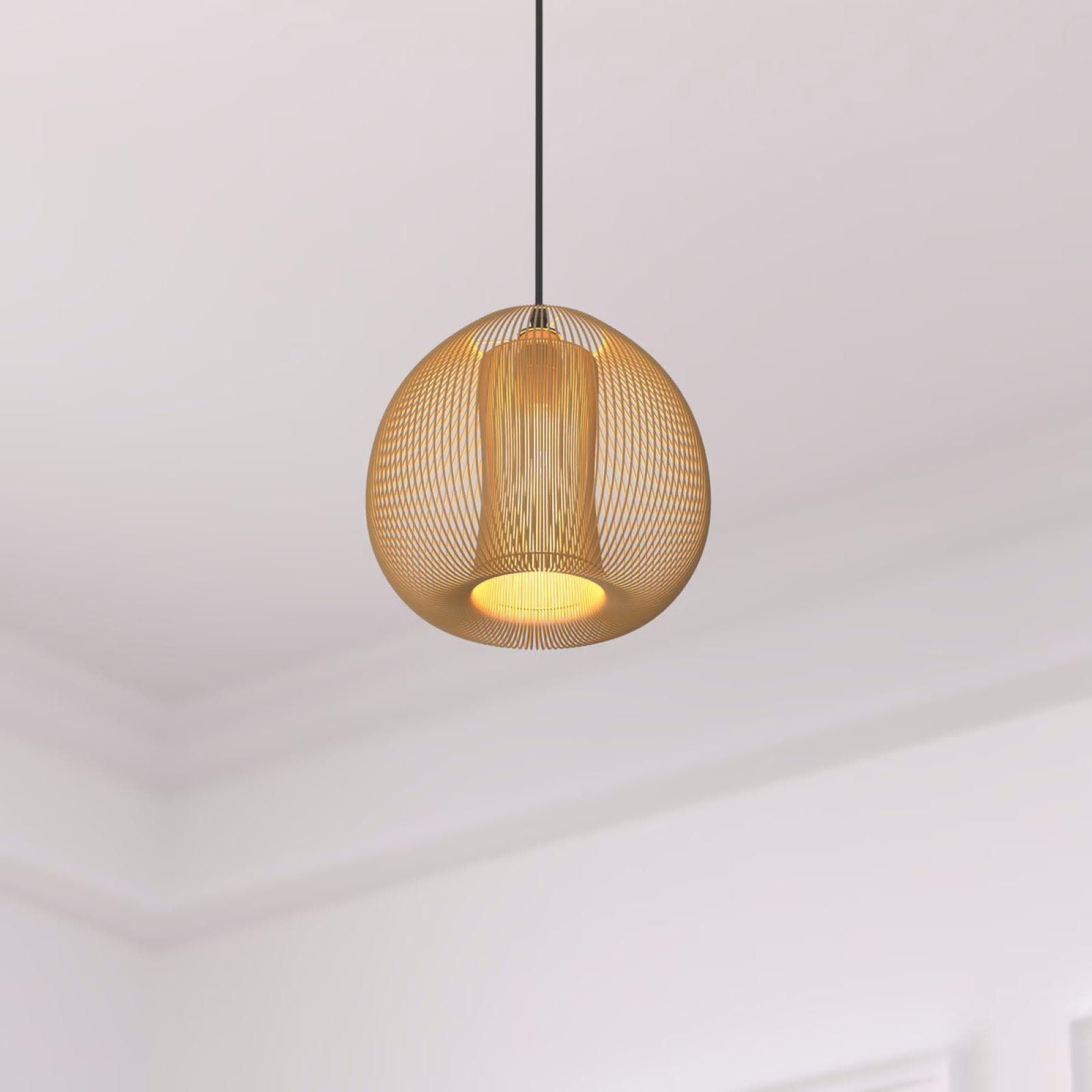 Lampada sospesa rotonda 28 cm in metallo ramato