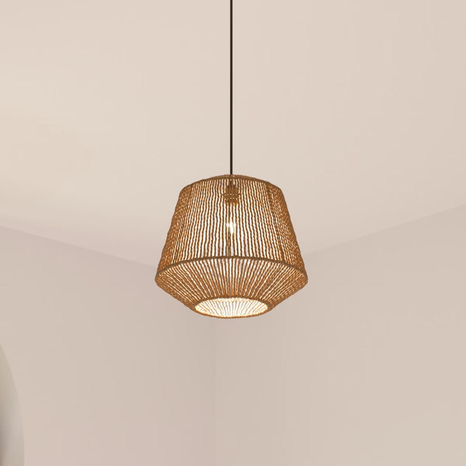 Lampada sospesa rotonda 29 cm in corda intrecciata - Margot