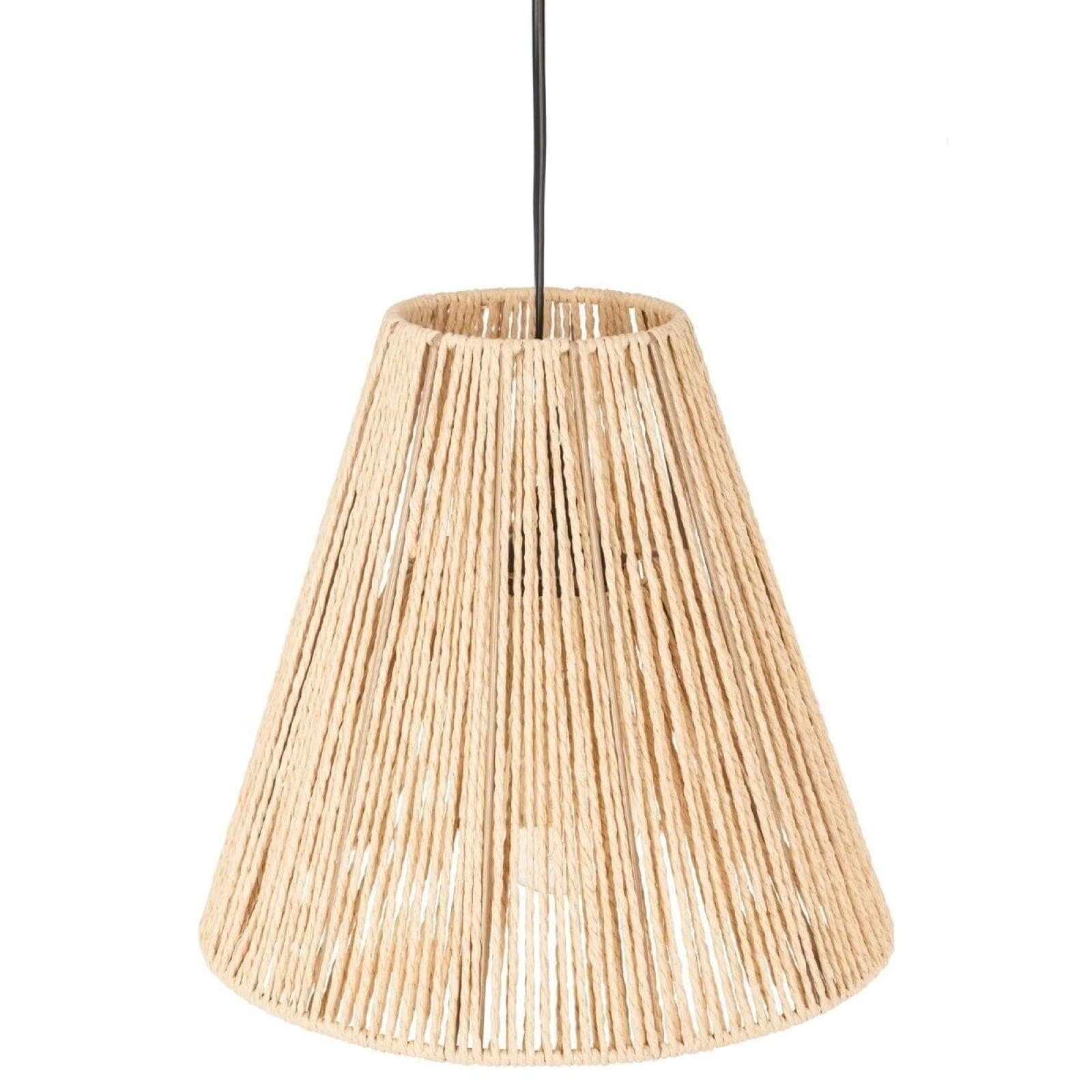 Lampada sospesa rotonda 30 cm in corda beige naturale