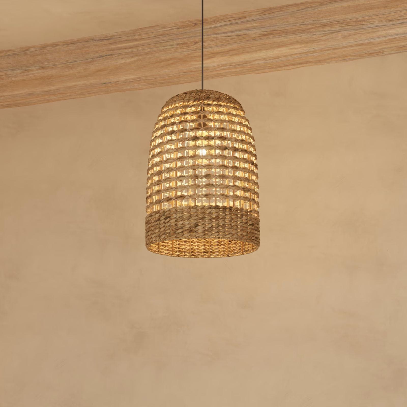 Lampada sospesa rotonda 37 cm in giacinto naturale