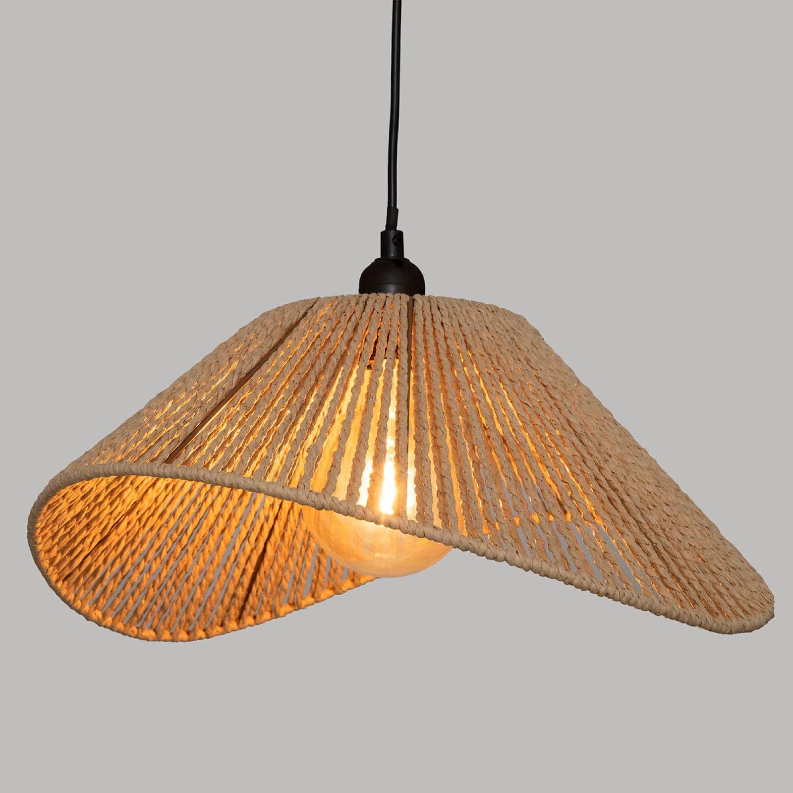 Lampada sospesa rotonda 40 cm intrecciata in corda
