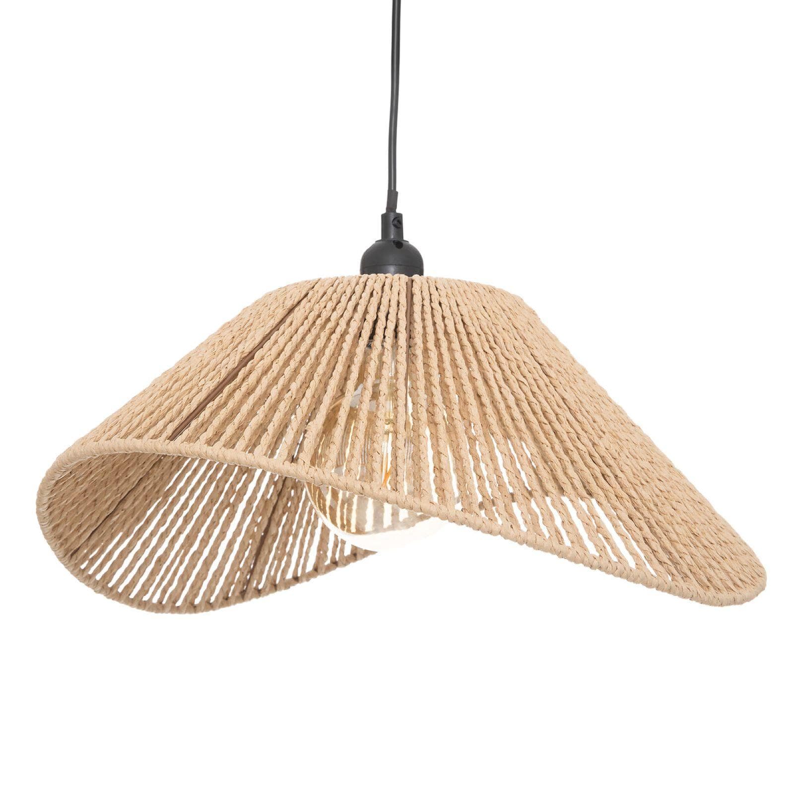 Lampada sospesa rotonda 40 cm intrecciata in corda