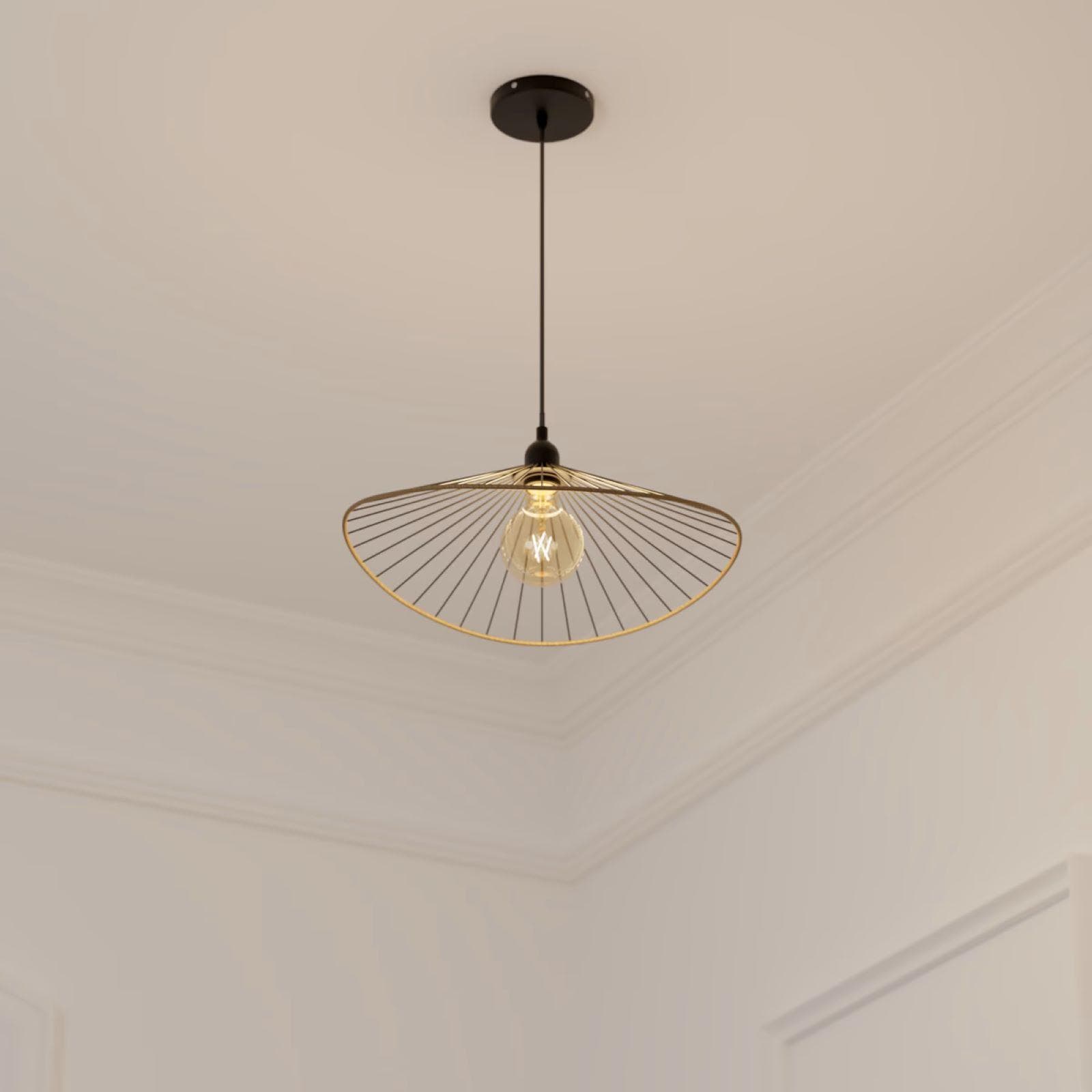 Lampada sospesa rotonda 45 cm in metallo nero e oro