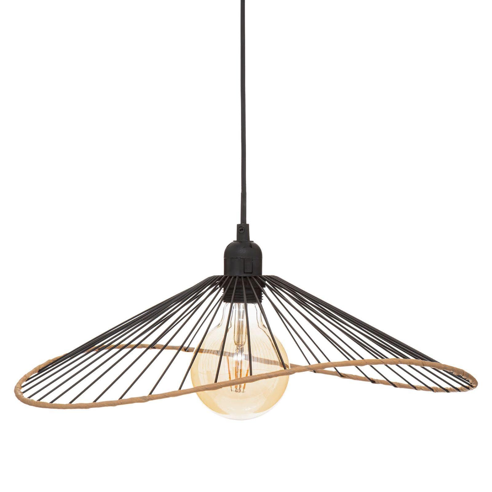 Lampada sospesa rotonda 45 cm in metallo nero e oro