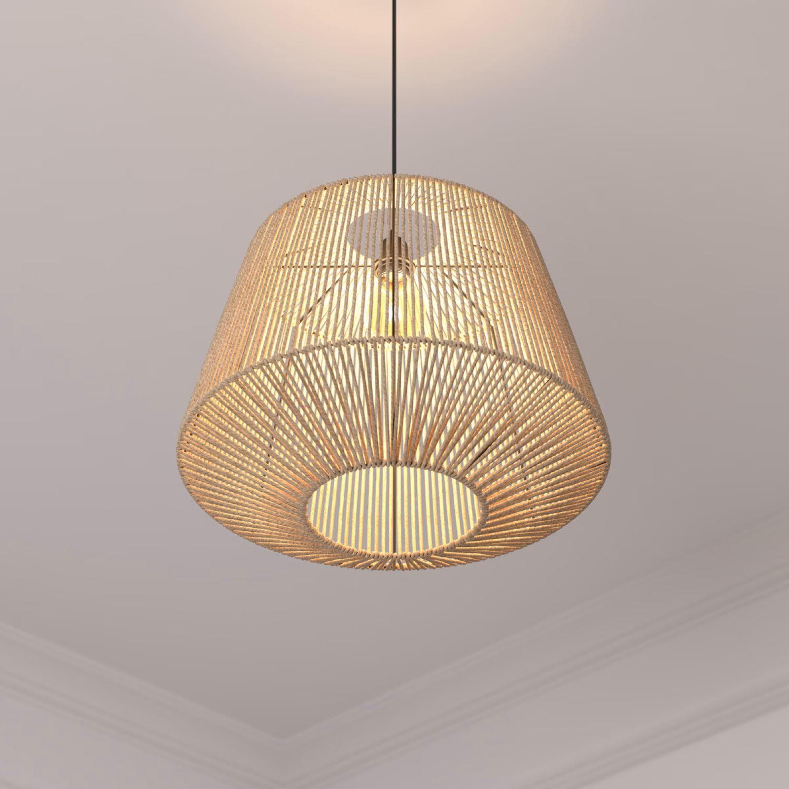 Lampada sospesa rotonda 48 cm intreccio in corda naturale - Margot