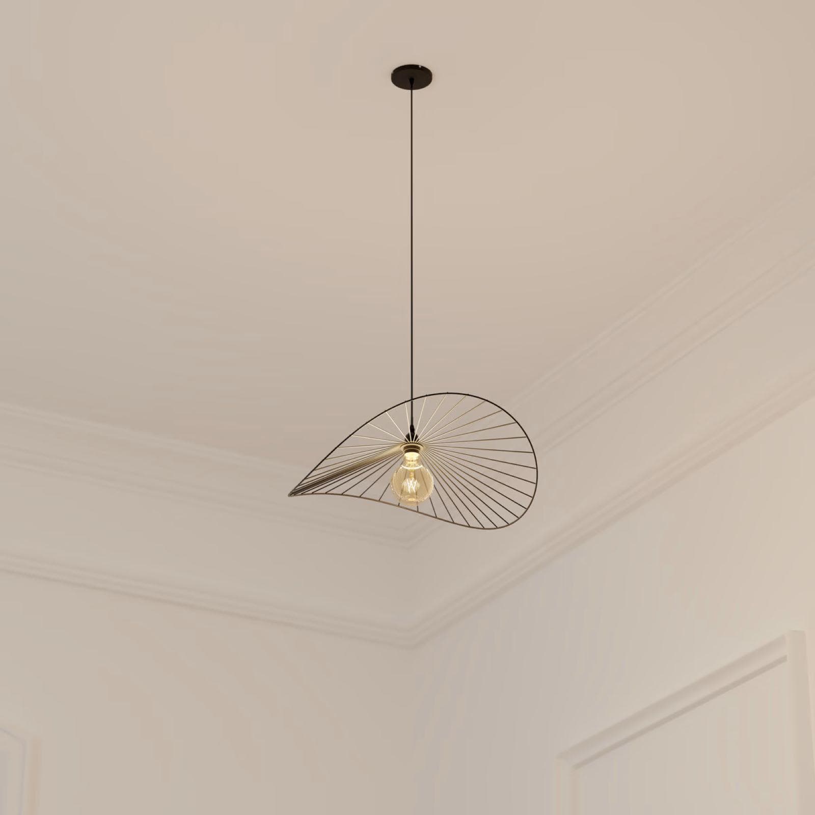 Lampada sospesa rotonda 58 cm in metallo nero