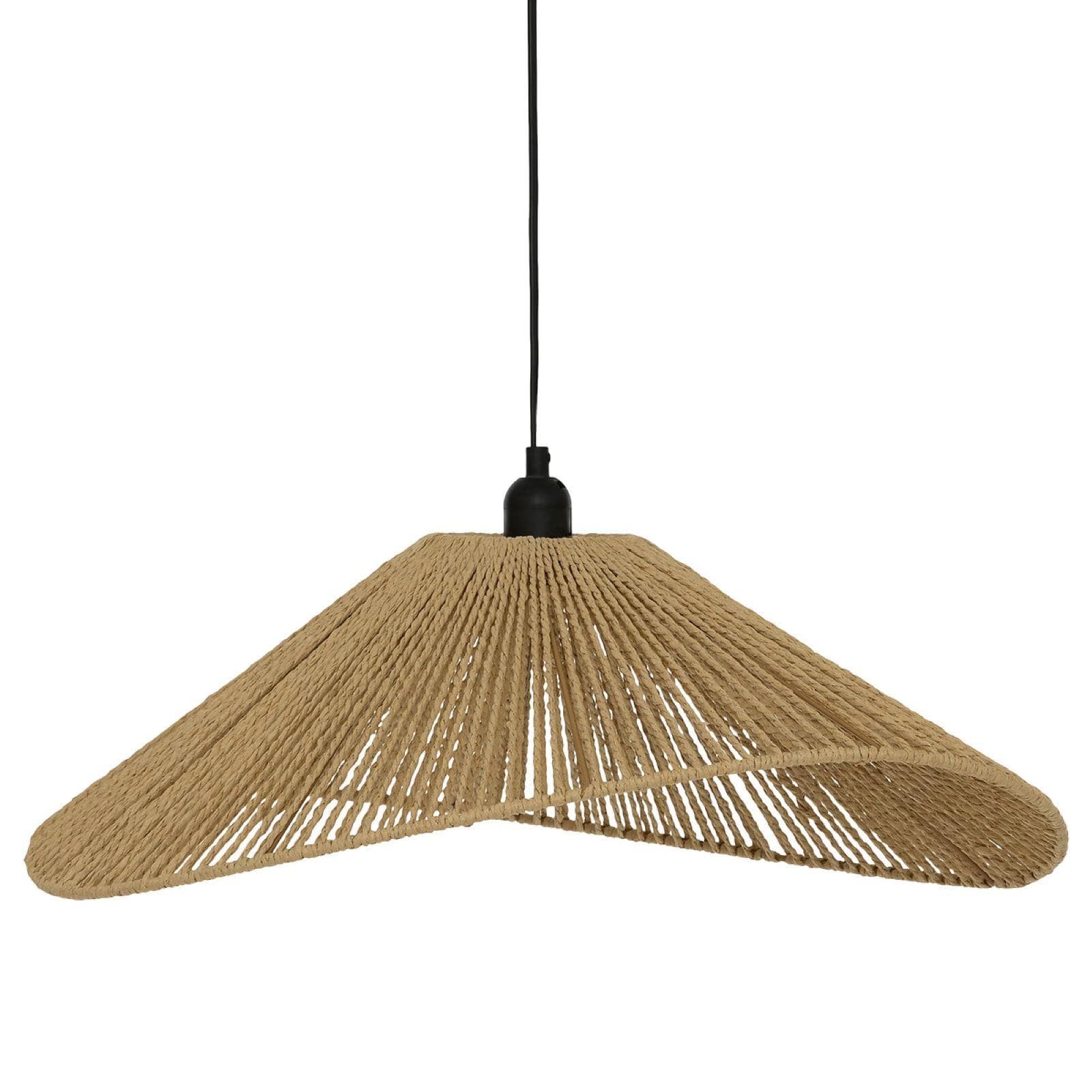 Lampada sospesa rotonda 58 cm intreccio in corda naturale