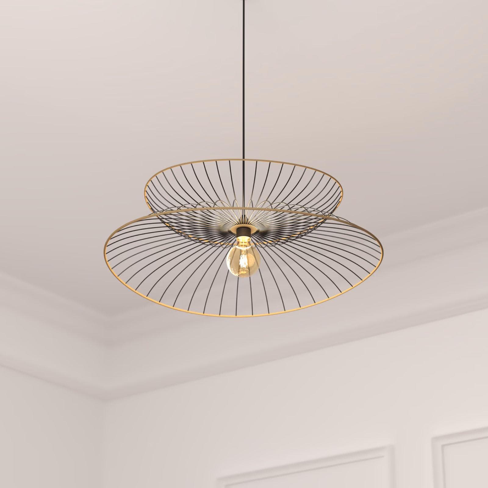 Lampada sospesa rotonda 70 cm in metallo nero