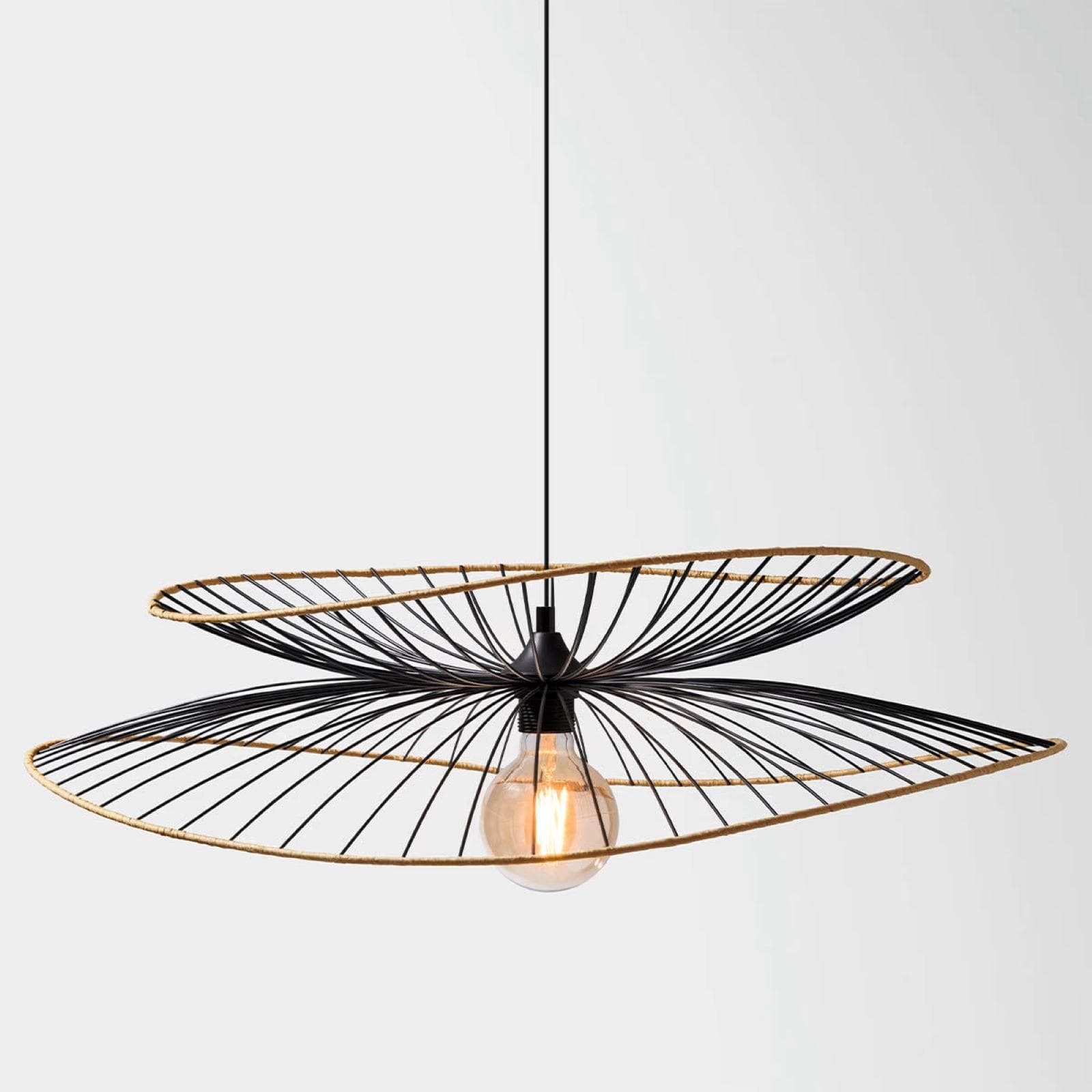 Lampada sospesa rotonda 70 cm in metallo nero