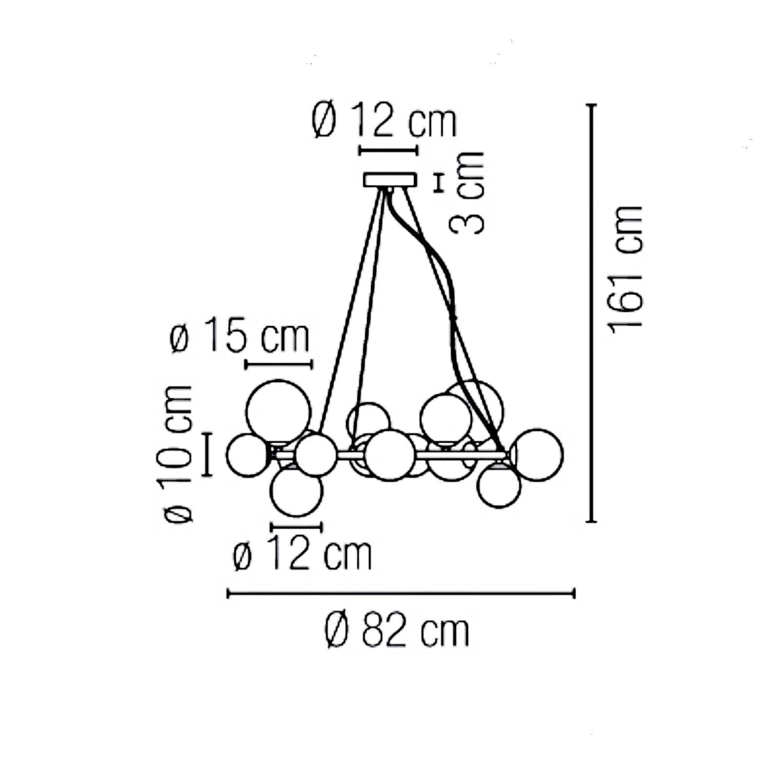 Lampada sospesa rotonda 82 cm in metallo nero con diffusori in vetro fumè