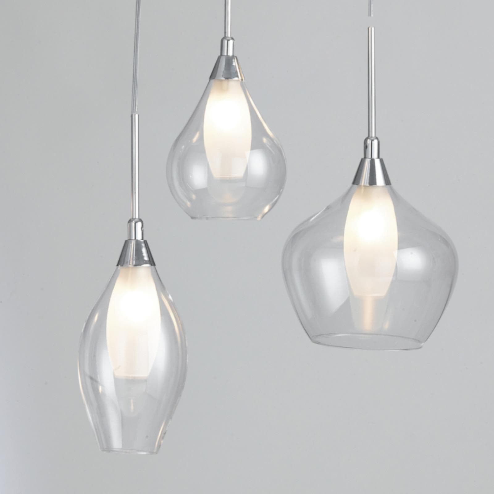 Lampadario da 3 lampade sospese per interno o esterno 35x120h cm in doppio vetro