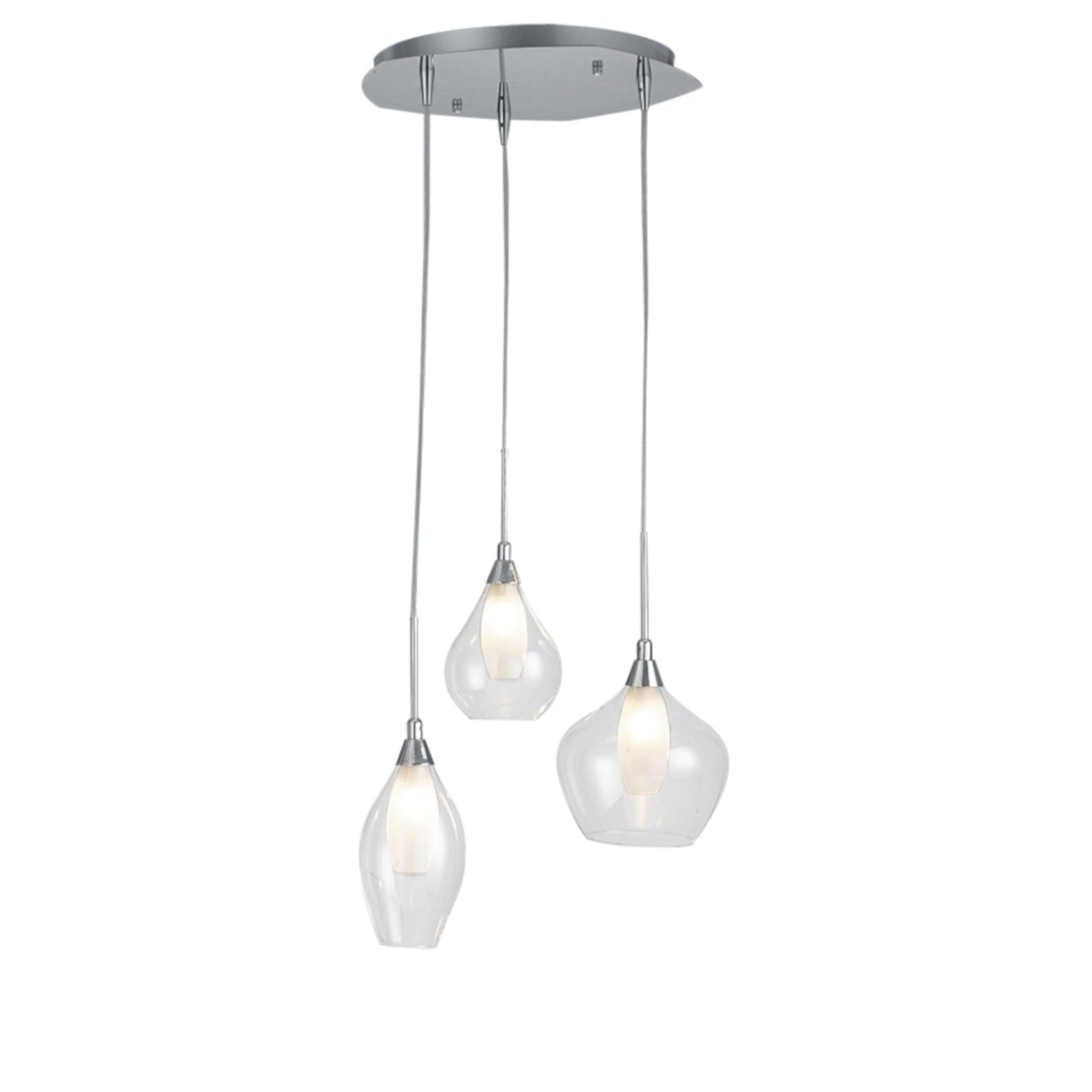 Lampadario da 3 lampade sospese per interno o esterno 35x120h cm in doppio vetro