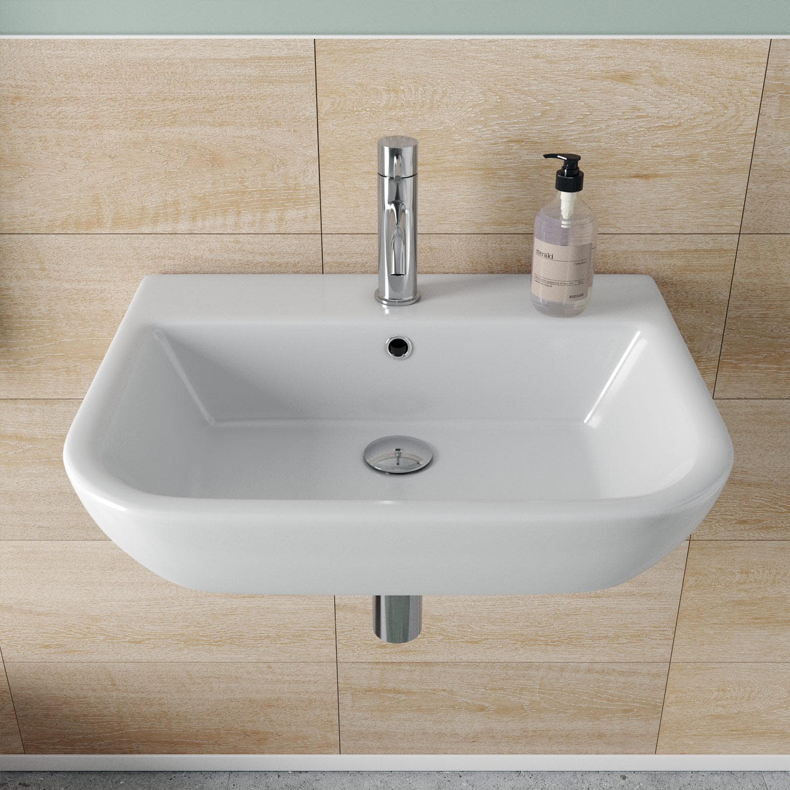 Lavabo sospeso in ceramica bianca 55 cm - Concord