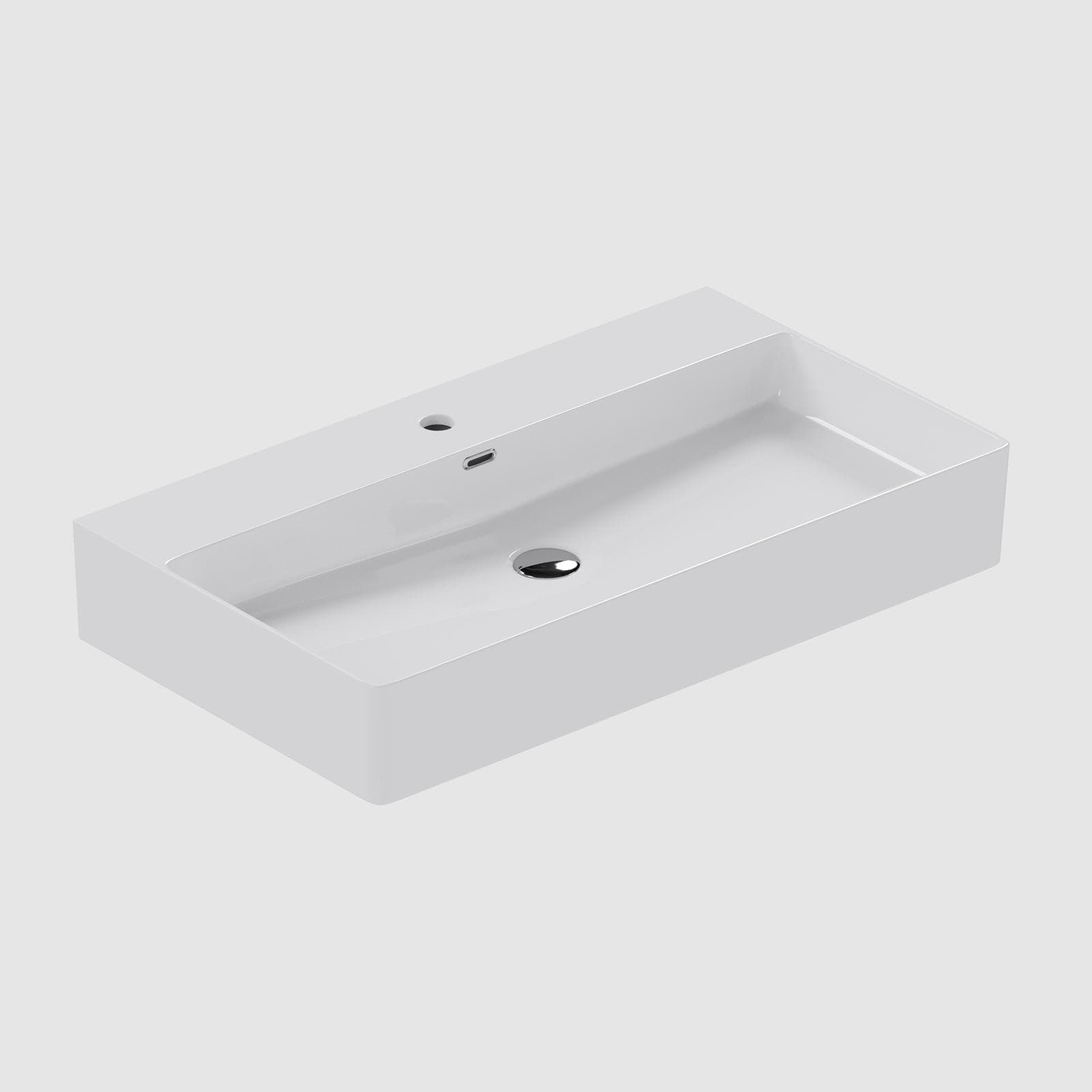 Lavabo 80 x 13h cm in ceramica bianco lucido - Script