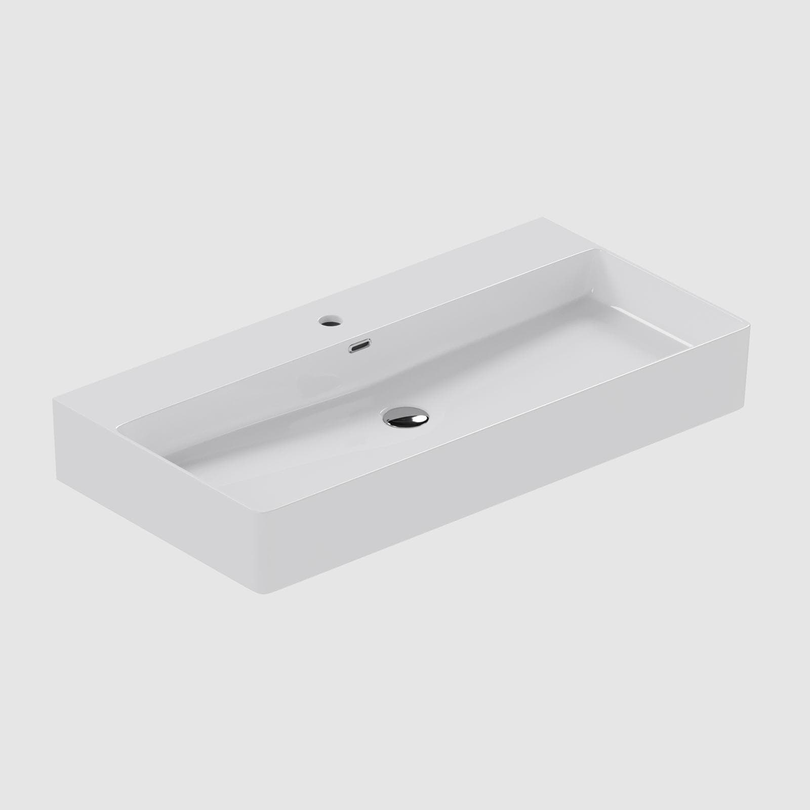 Lavabo 90 x 13h cm in ceramica bianco lucido - Script