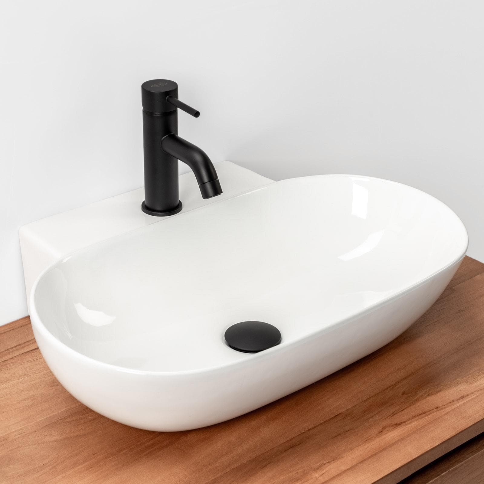 Lavabo appoggio 56 x 40 cm in ceramica bianco lucido d'arredo - Cloe