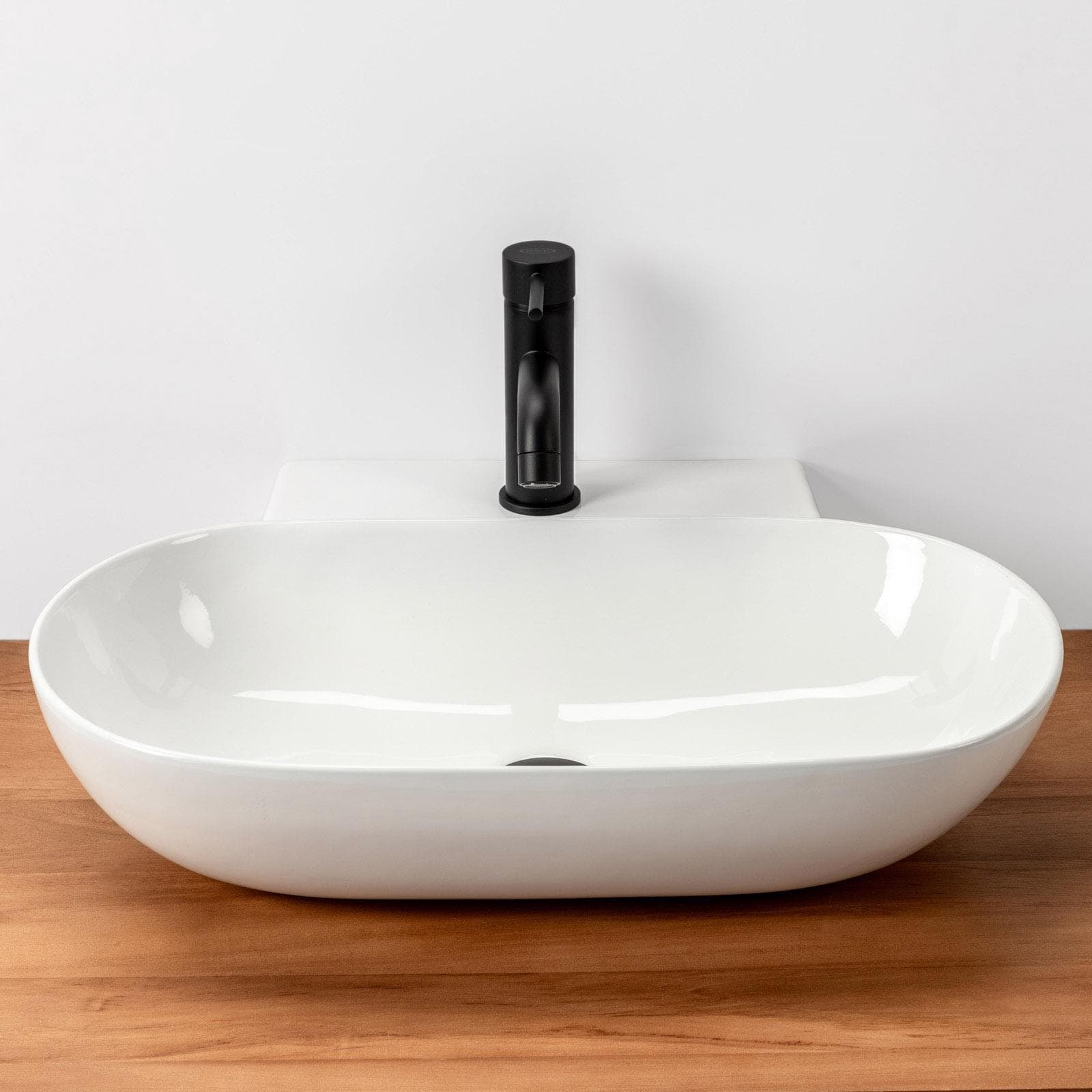 Lavabo appoggio 56 x 40 cm in ceramica bianco lucido d'arredo - Cloe