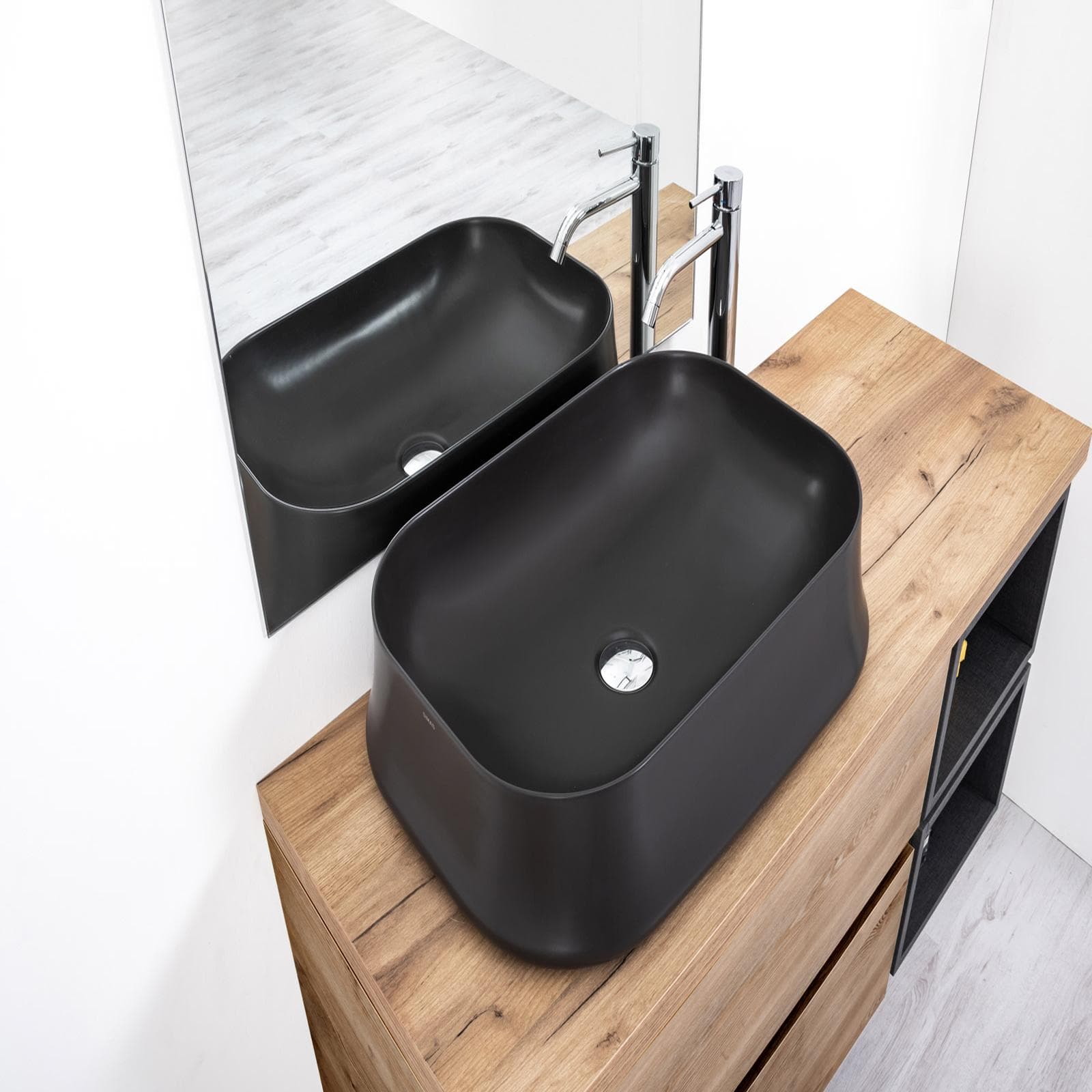 Lavabo appoggio da 60 cm rettangolare antracite - Sharp di Simas