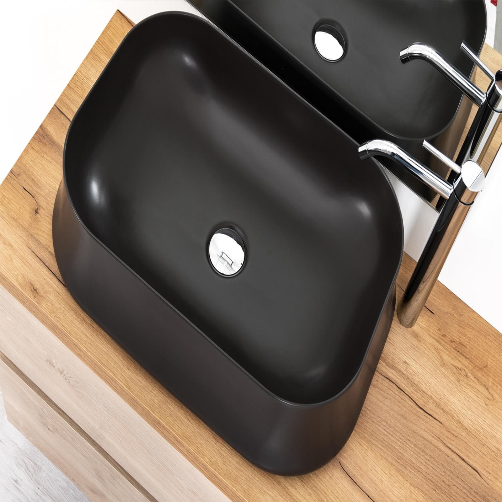Lavabo appoggio da 60 cm rettangolare antracite - Sharp di Simas