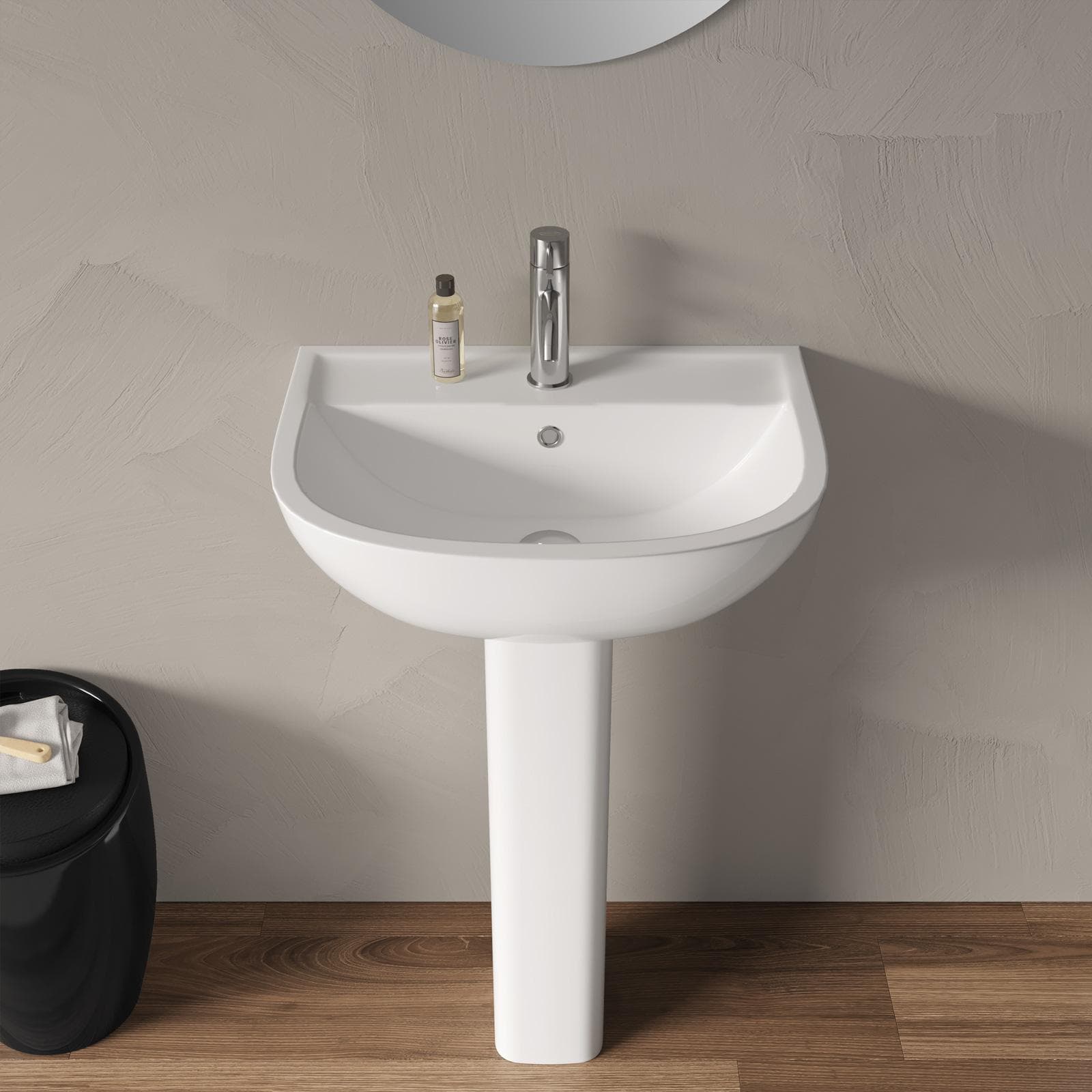 Lavabo arredo bagno con colonna 54,5 cm ceramica bianca - Miraj