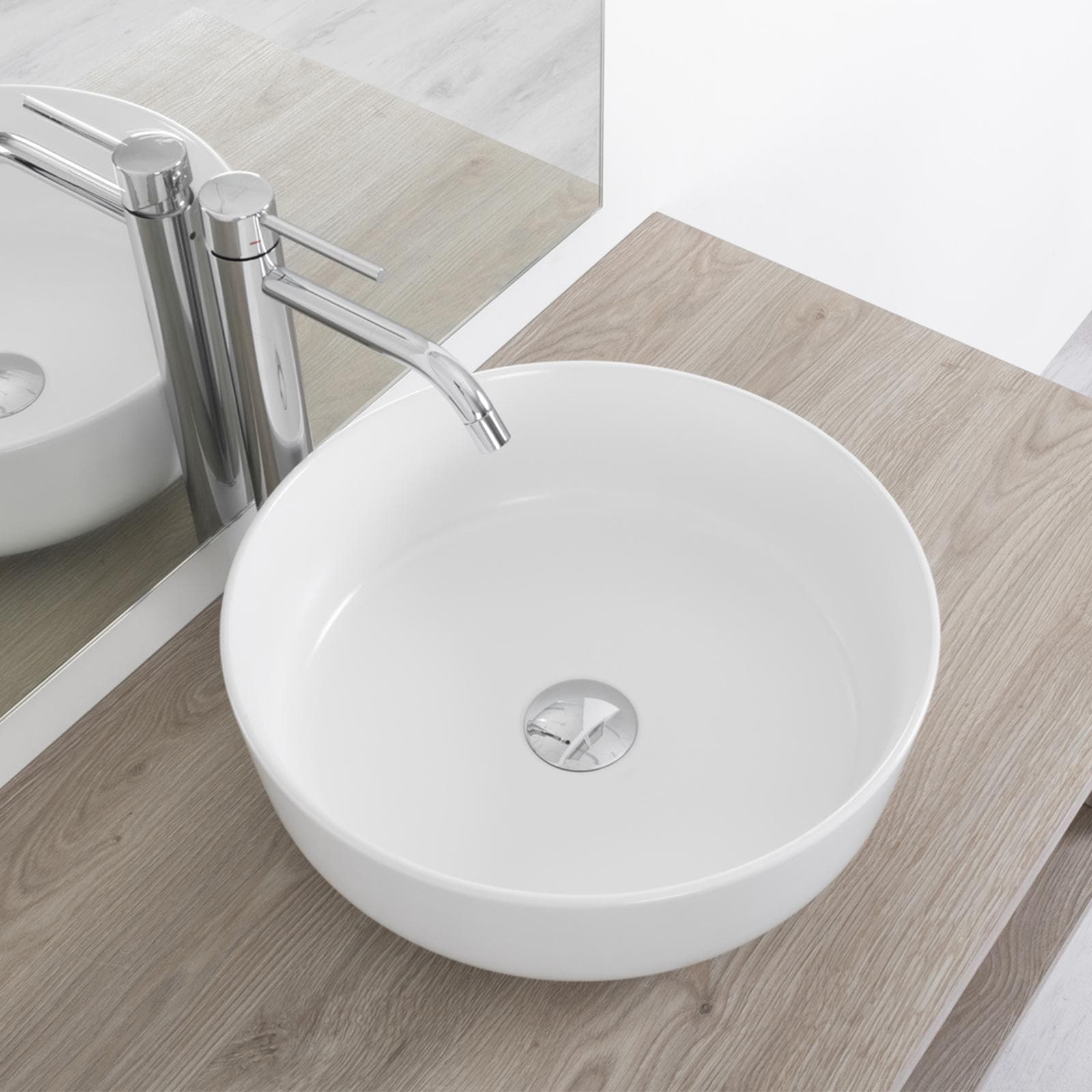 Lavabo bacinella da appoggio 36cm in ceramica ultraslim bianco opaco