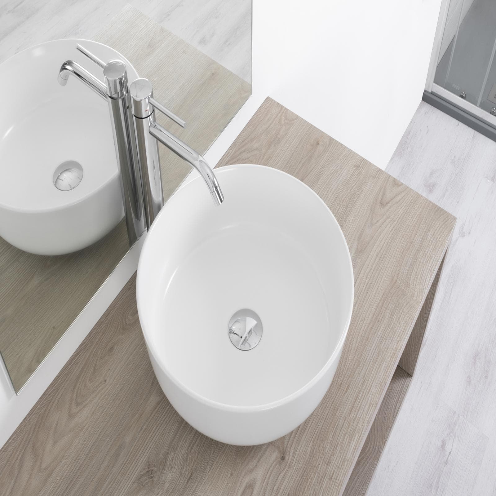 Lavabo bacinella da appoggio 36cm in ceramica ultraslim bianco opaco