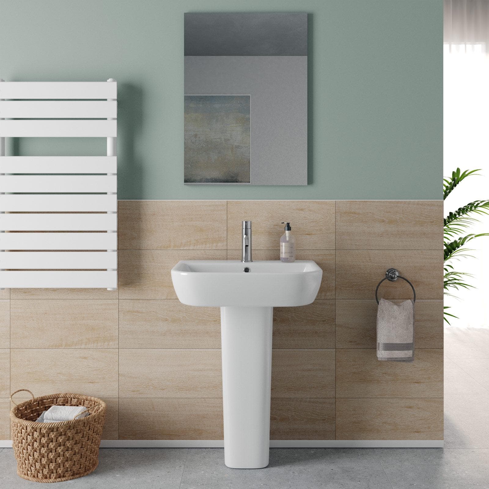 Lavabo con colonna 55 cm in ceramica bianco - Concord