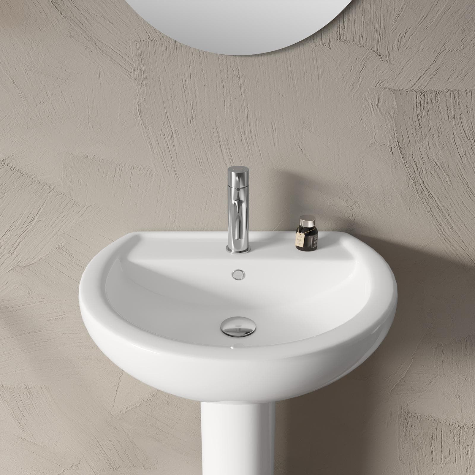 Lavabo con colonna 57,5 cm in ceramica bianco - Perth