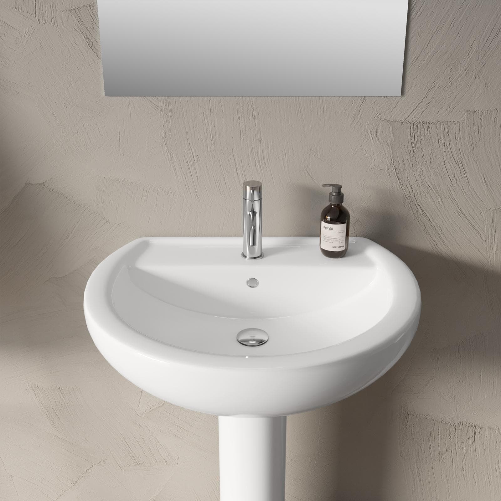 Lavabo con colonna 65 cm in ceramica bianco - Perth