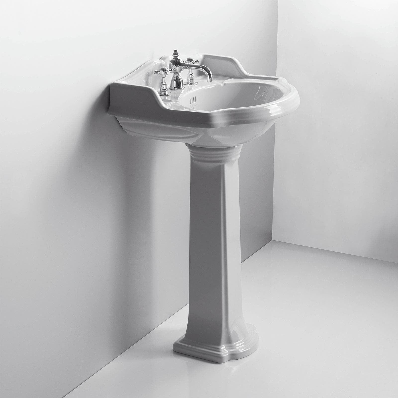 Lavabo con colonna monoforo o 3 fori 59 cm arredo bagno classico - Arcade di Simas