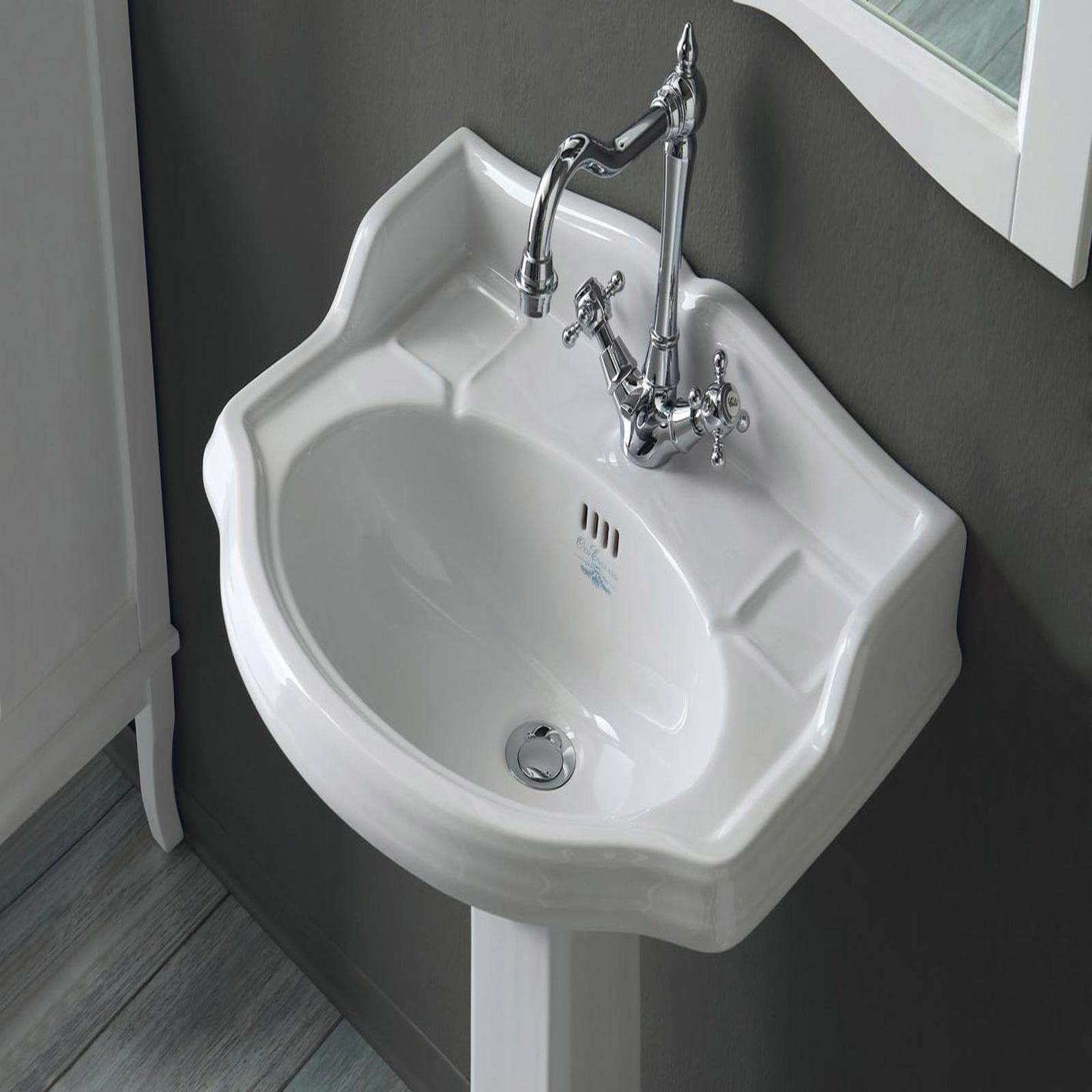 Lavabo con colonna monoforo o 3 fori 59 cm arredo bagno classico - Arcade di Simas