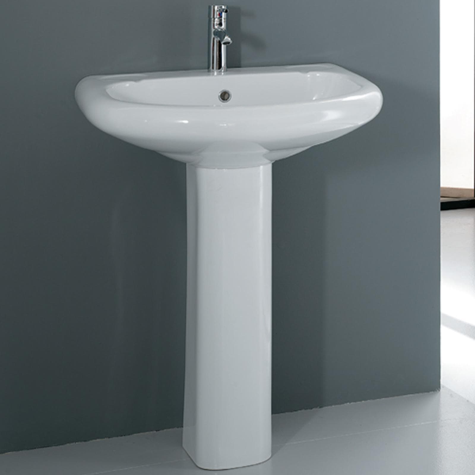 Lavabo con colonna in ceramica 66x55 cm bianco monoforo - Shira