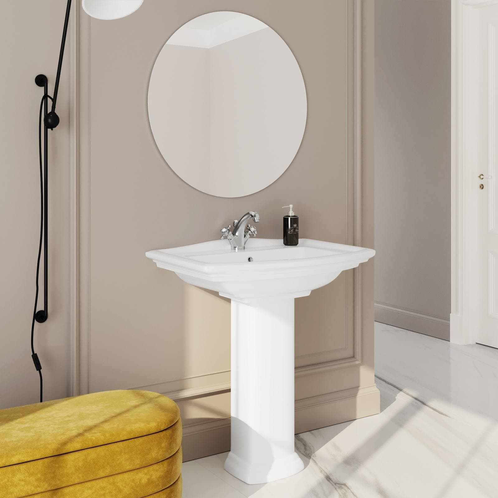 Lavabo con colonna 76 cm in ceramica bianca - Fanit