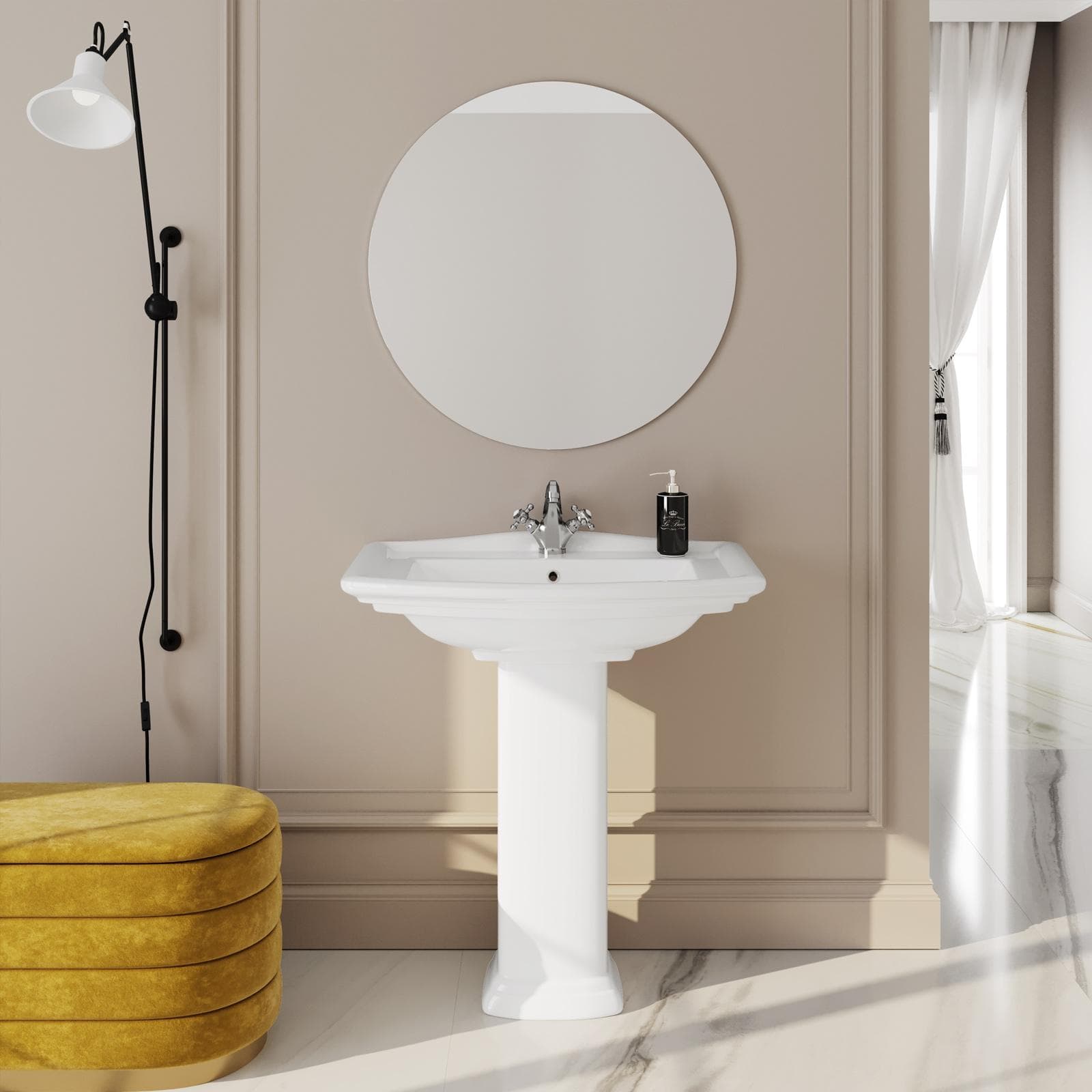 Lavabo con colonna 76 cm in ceramica bianca - Fanit
