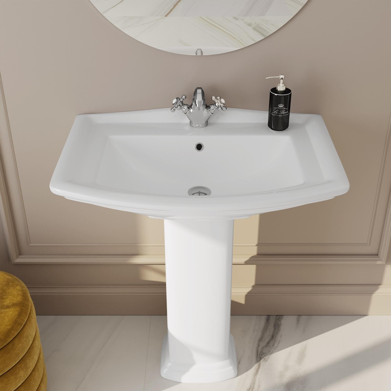 Lavabo con colonna 76 cm in ceramica bianca - Fanit