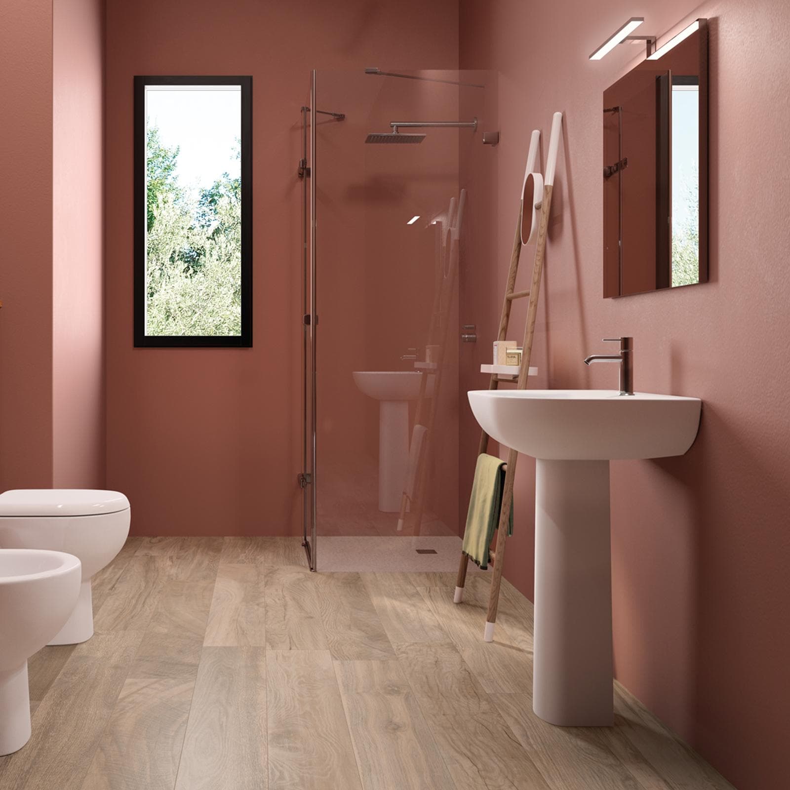 Lavabo in ceramica con colonna 45 cm bianco - Ligor