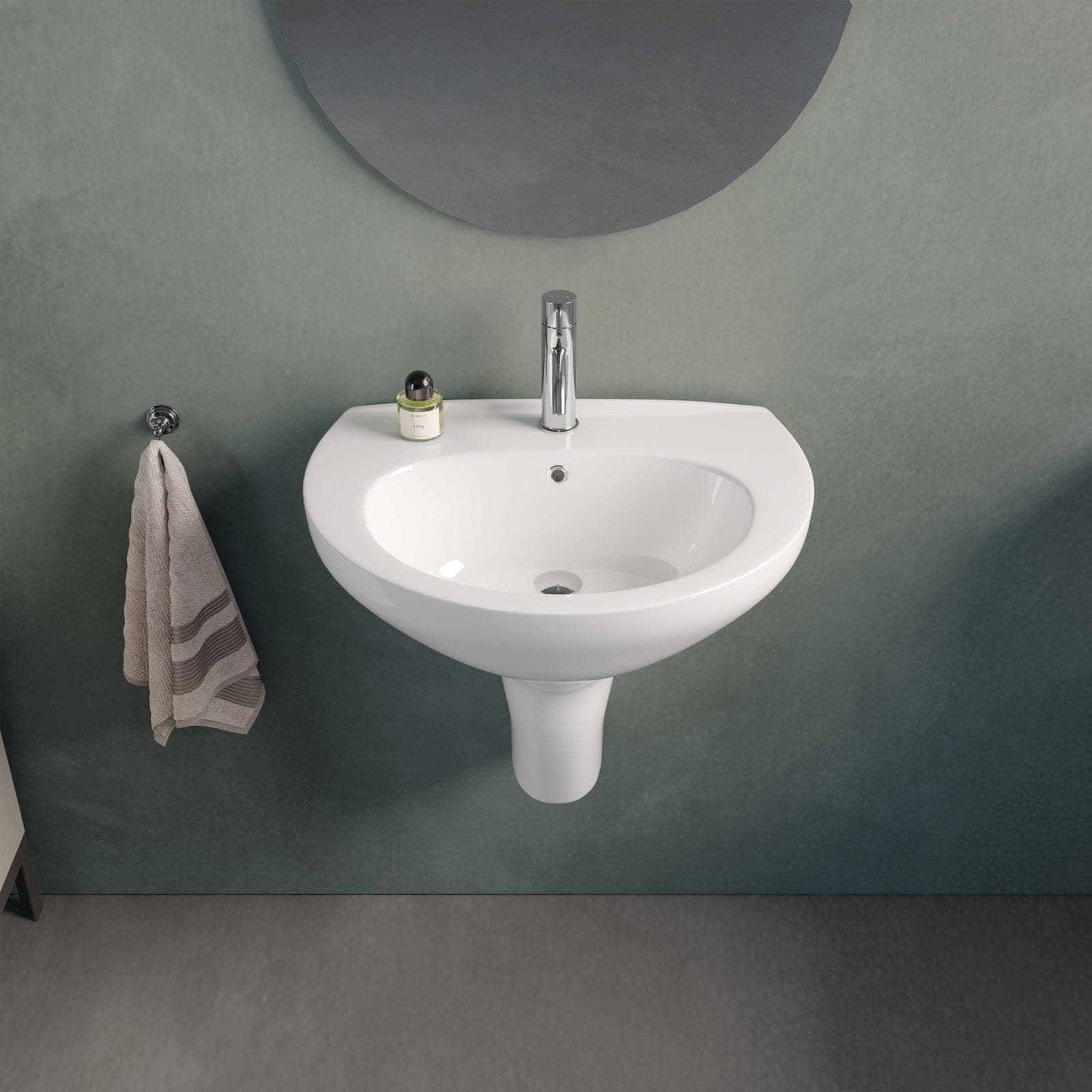 Lavabo con semicolonna 55 cm in ceramica bianco - Casper