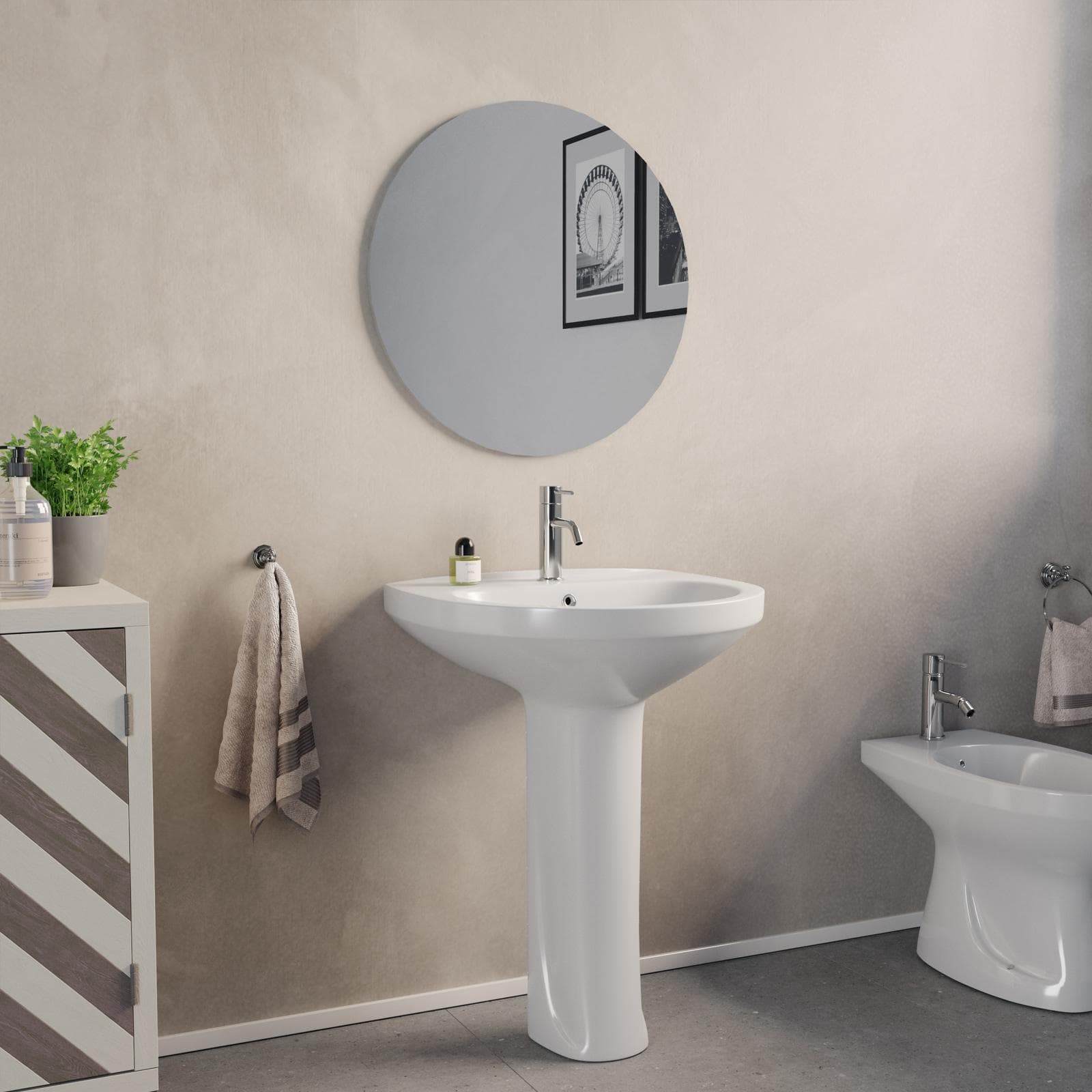 Lavabo con colonna 58 cm in ceramica bianco - Malay