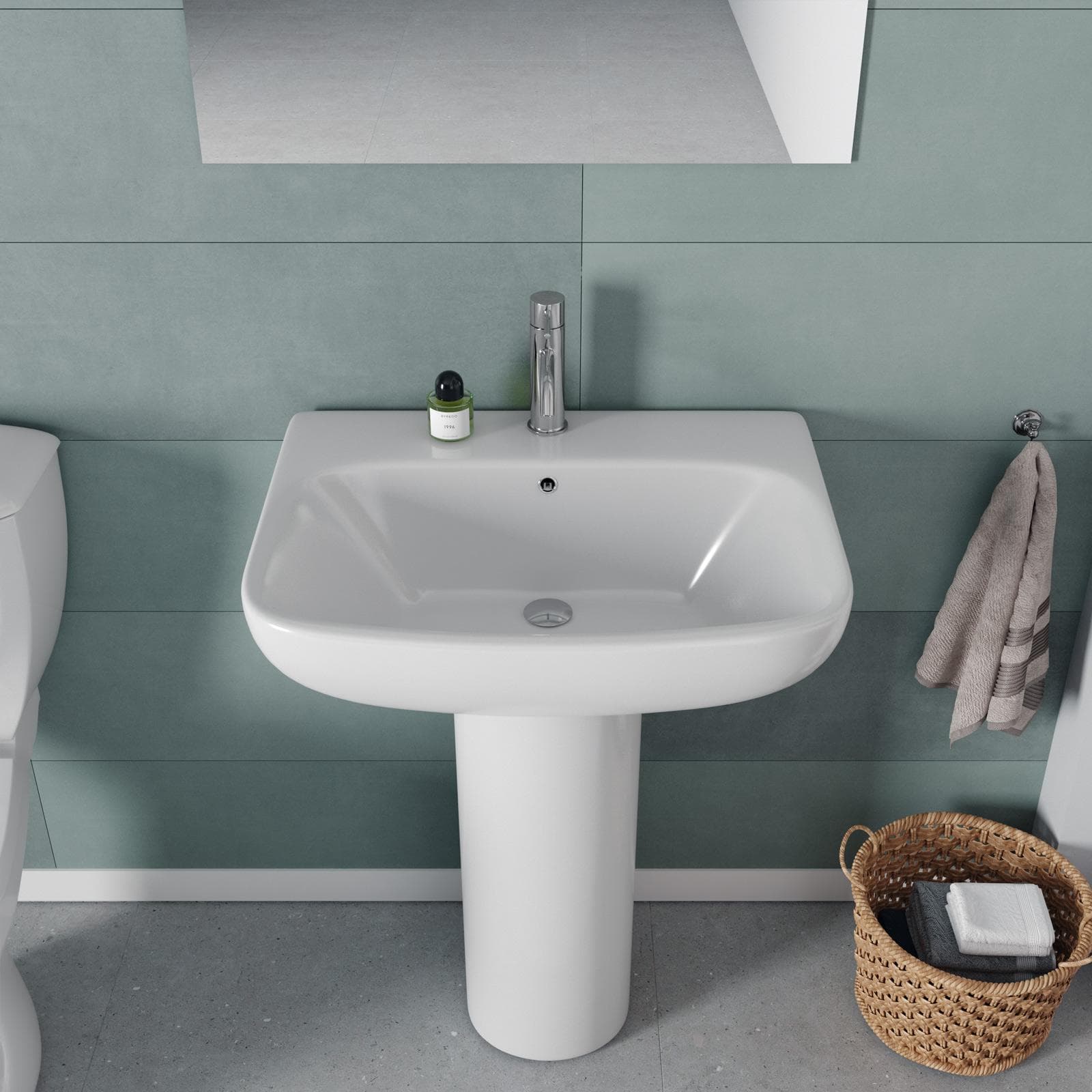 Lavabo con colonna 60cm in ceramica bianco - Malen